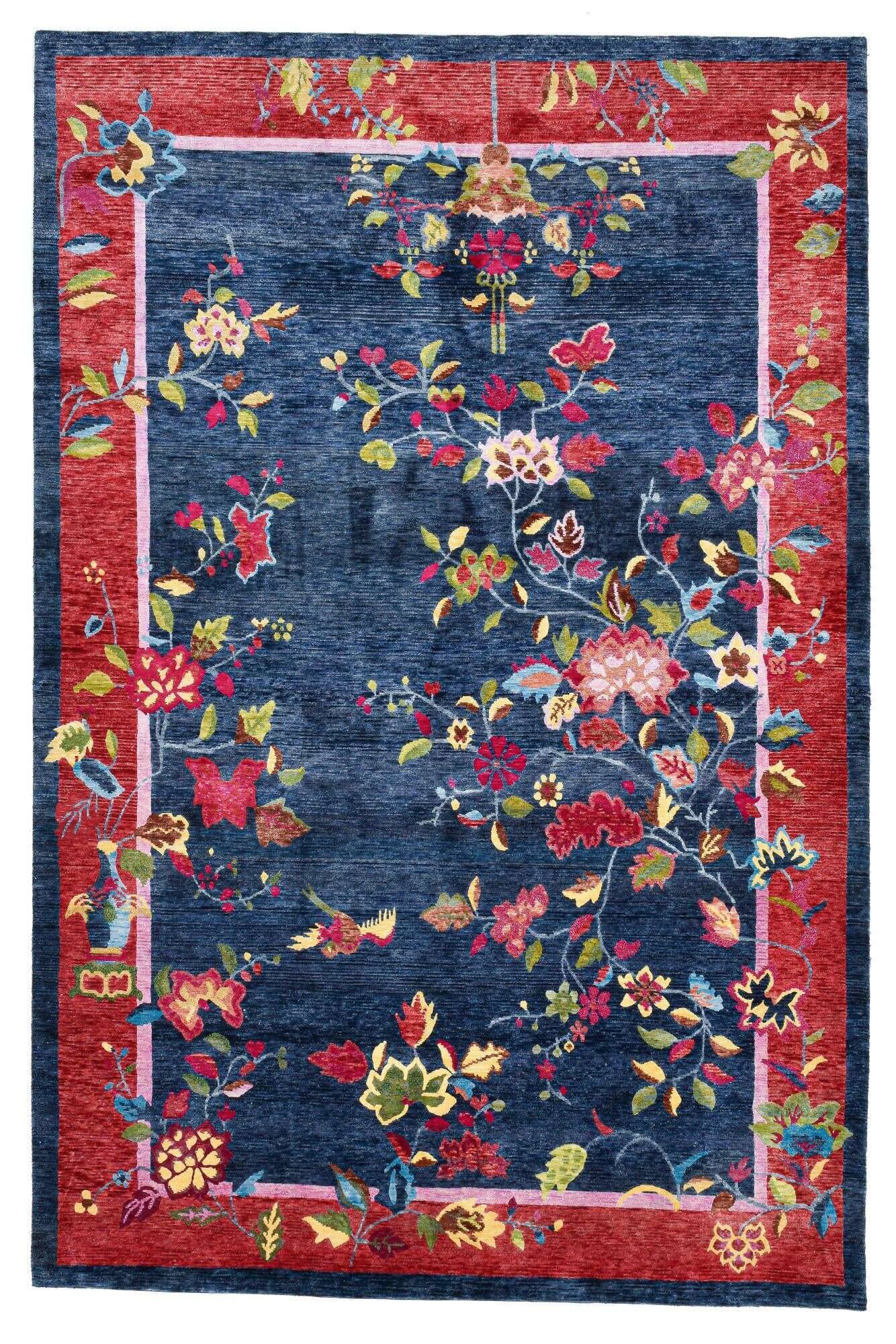 thechinese_c4066_705bluemulti_415687_1 Wollteppich Nepal The Chinese Wunschmaß Teppich blau