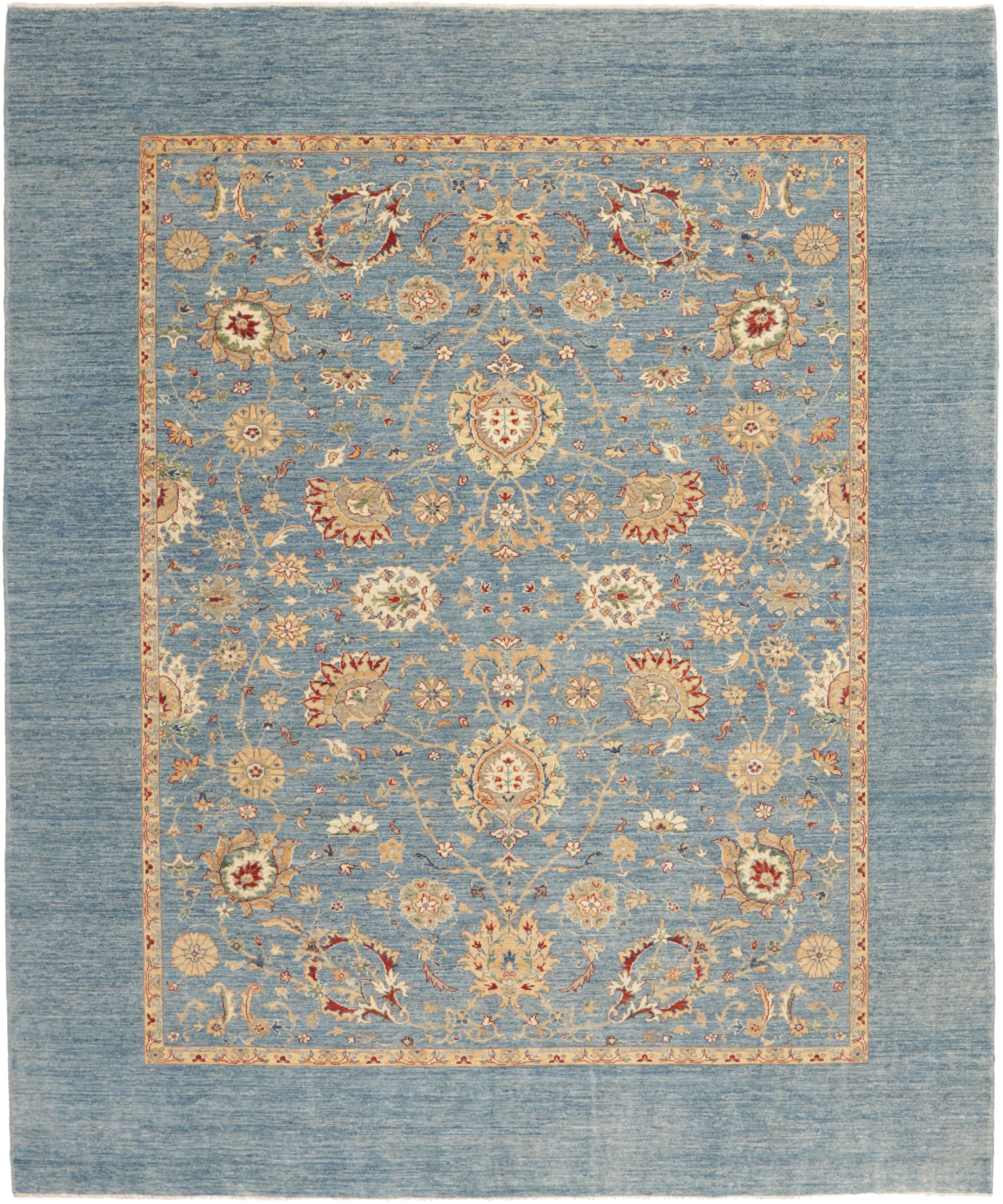 Teppich Ziegler 246 x 297 cm Orientteppich blau Handgeknüpft Schurwolle