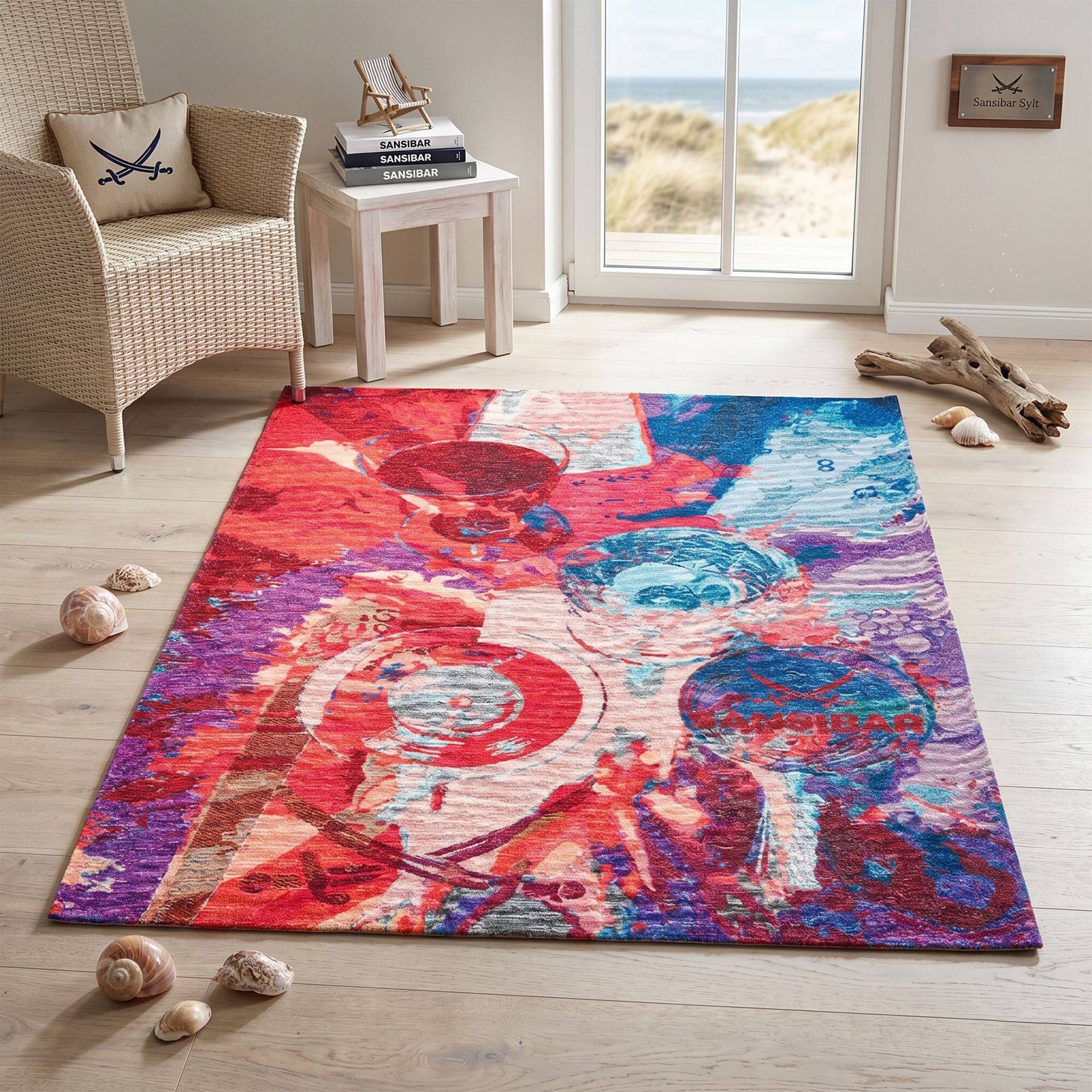 Sansibar Flachgewebe Design Teppich Keitum Rund