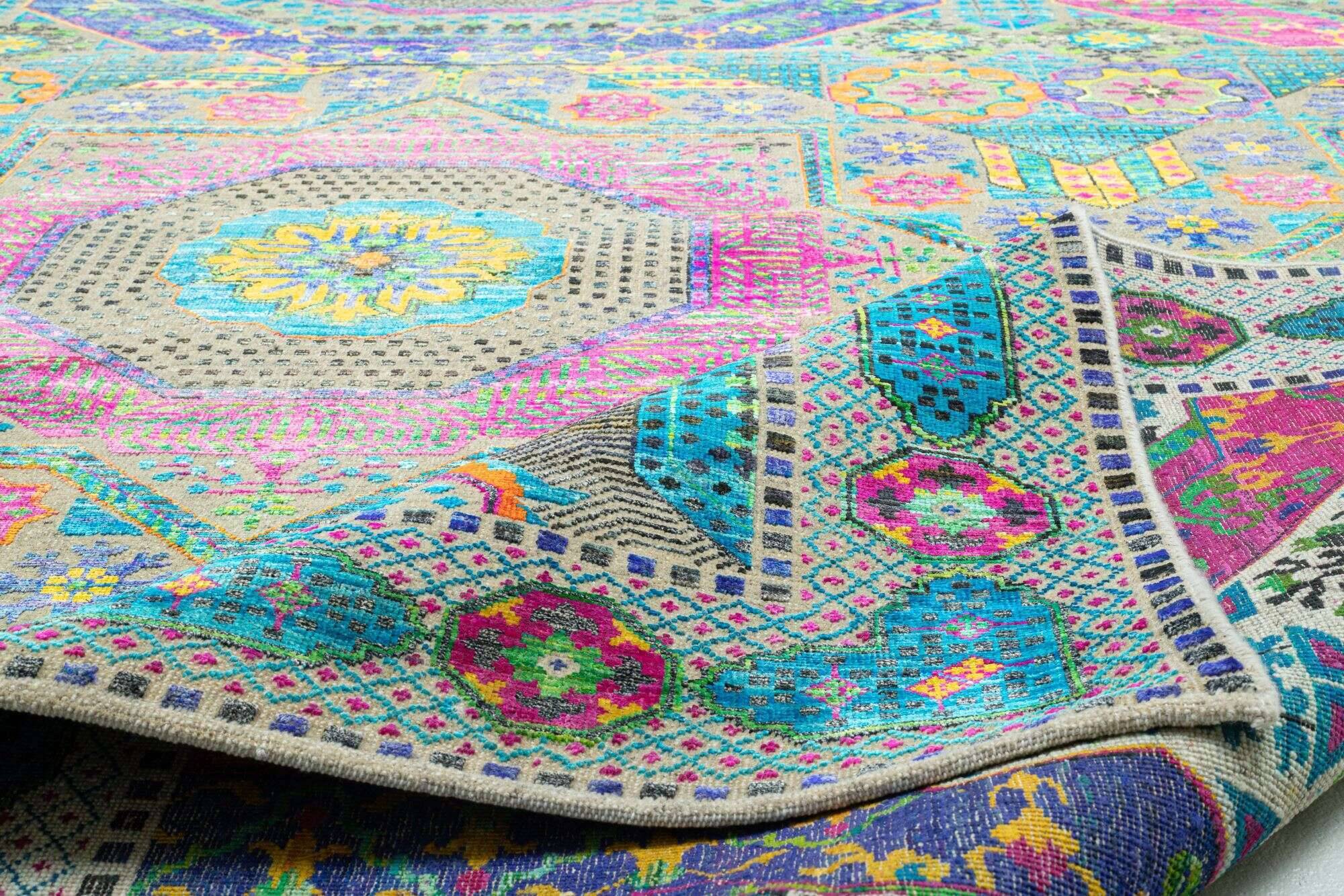 sarisuperior_4467-2_653greymulti_431439_9 Teppich Sari Superior 250x300cm Teppich Orient Handgeknüpft