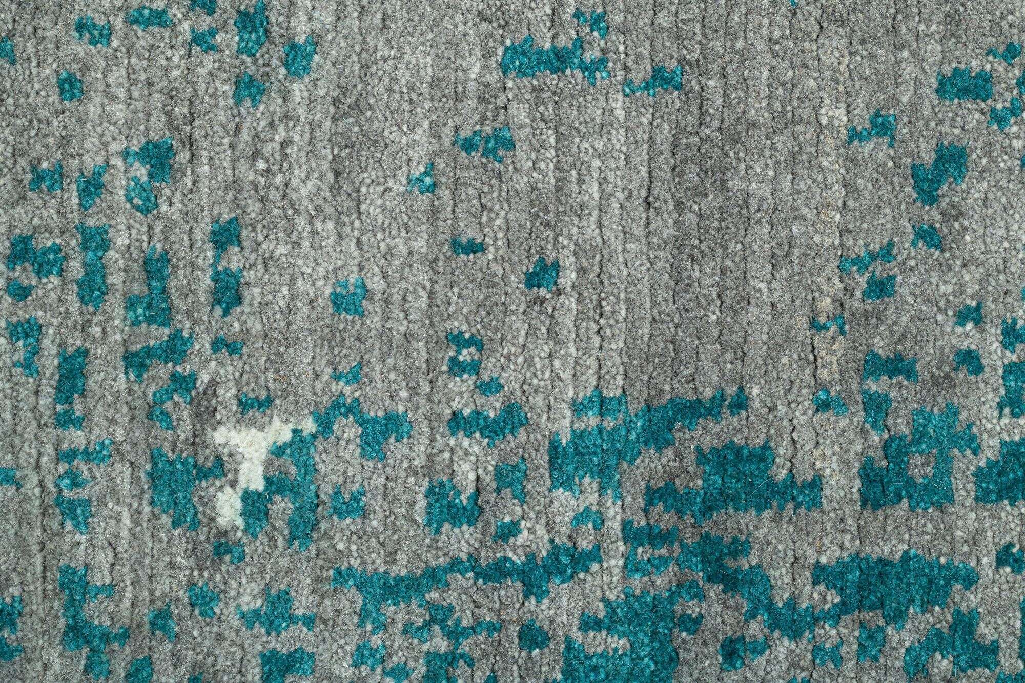 Sangri Teppich Nepal Design Wolle grau - blau Handgeknüpft 163x235 cm