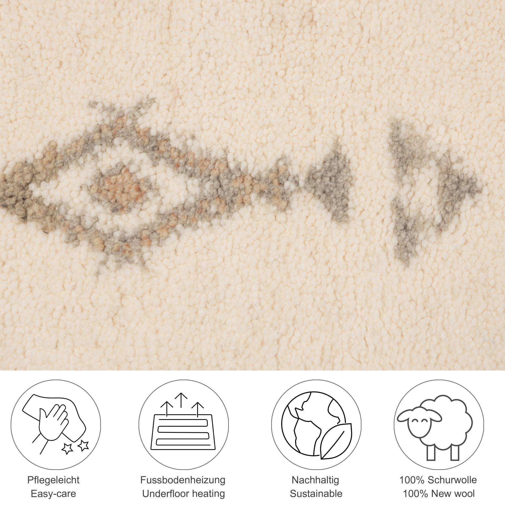 Handgeknüpfter Berber Teppich Hadj 225 - 997 blanc Schurwolle Handgeknüpfter Berber Teppich Hadj 225 - 997 blanc Schurwolle