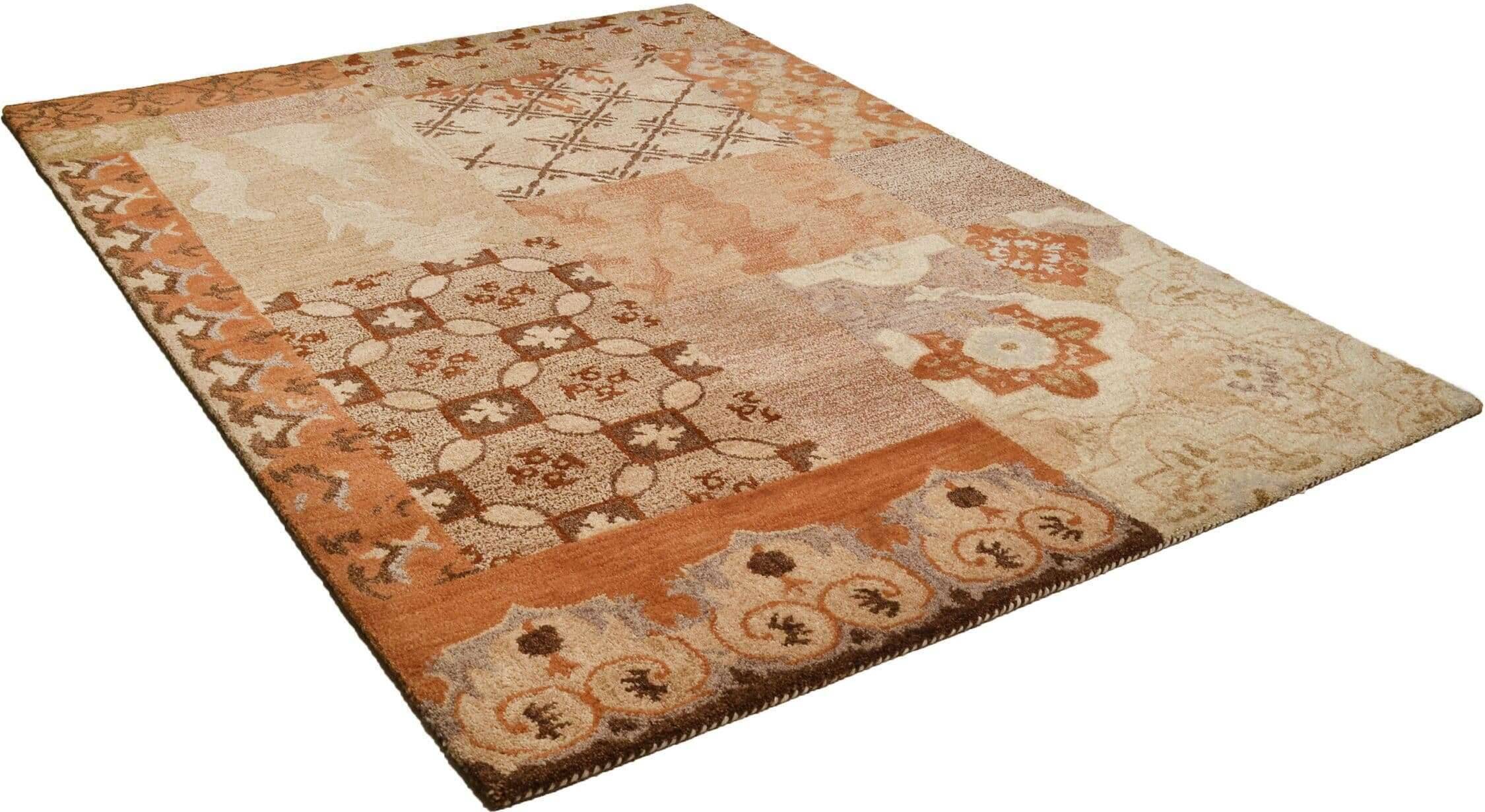 Fauna_zo93115_550brownmulti_403488_2 Fauna Patchwork Teppich Handtuft Wolle im Wunschmaß