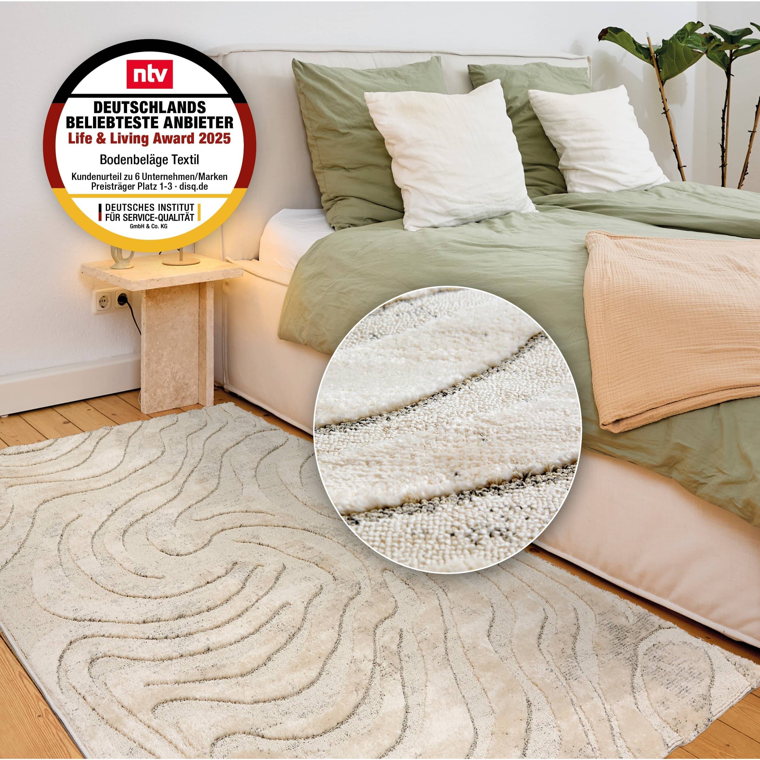 Wohnteppich Lou D.251 C.003 Wellen creme-grau