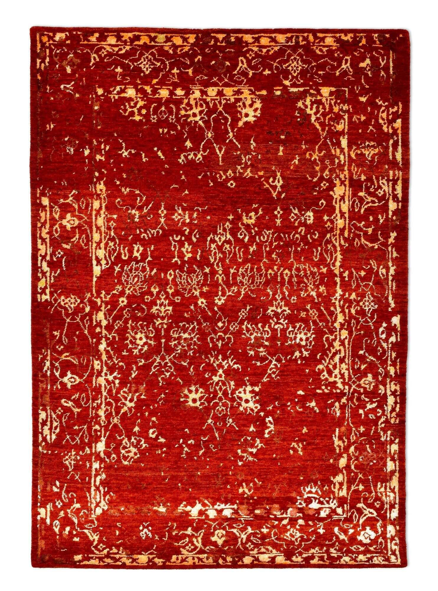 queenscity_zo-2200-17_200red_408764_1 Vintage Teppich Queenscity 160x230cm Handgeknüpft Wolle Viskose rot