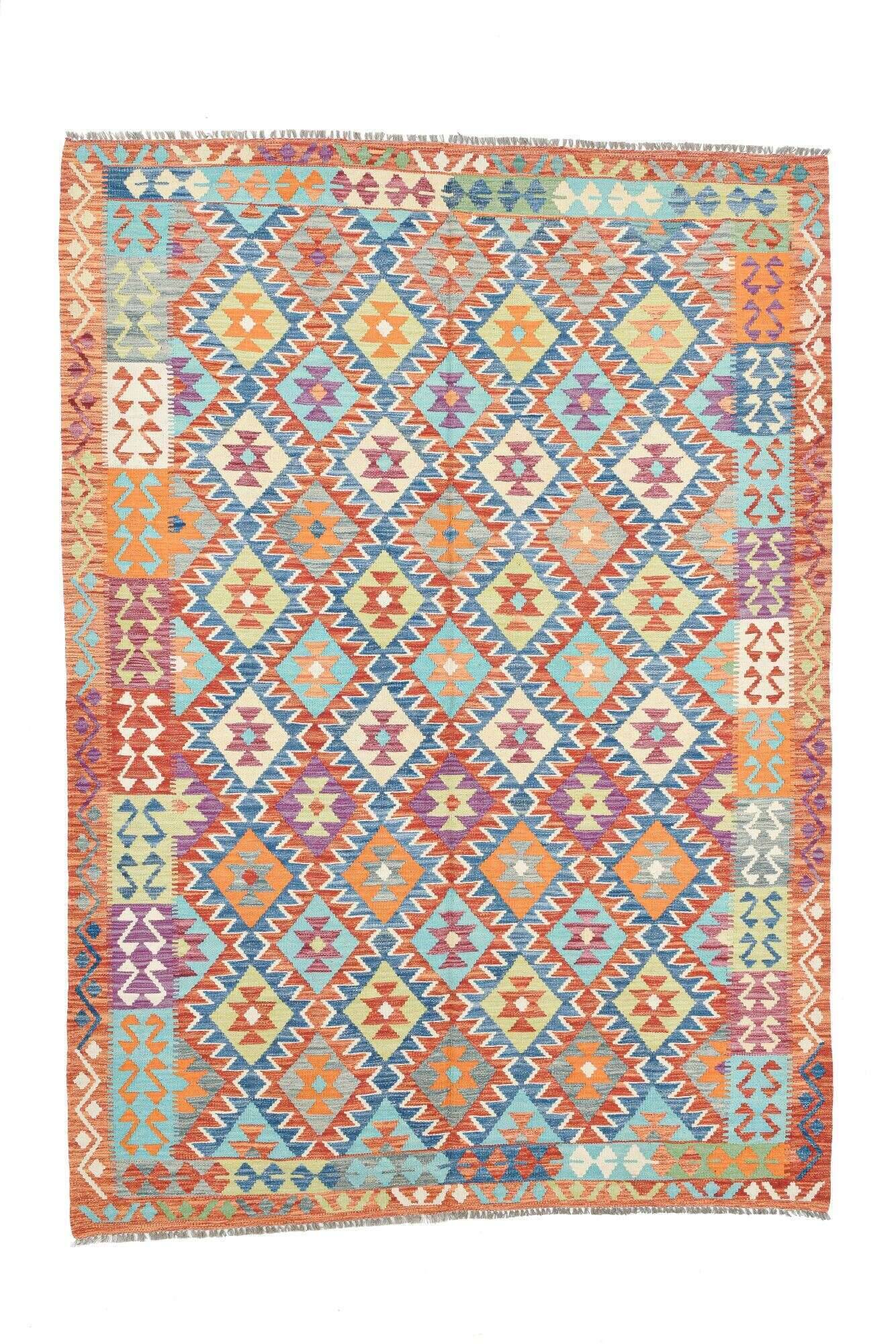 tablashah_3970_800multicolor_434949_1 Kelim Teppich Tablashah Handgewebt Schurwolle bunt 205x287cm