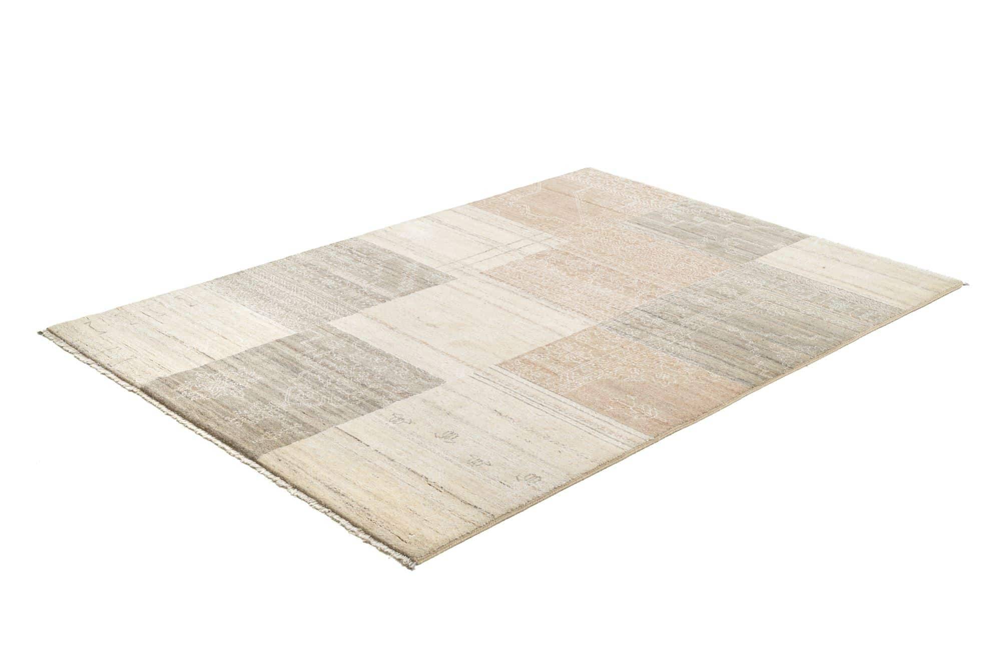 Patchwork Teppich PATCH Handgeknüpft beige 140x200cm 