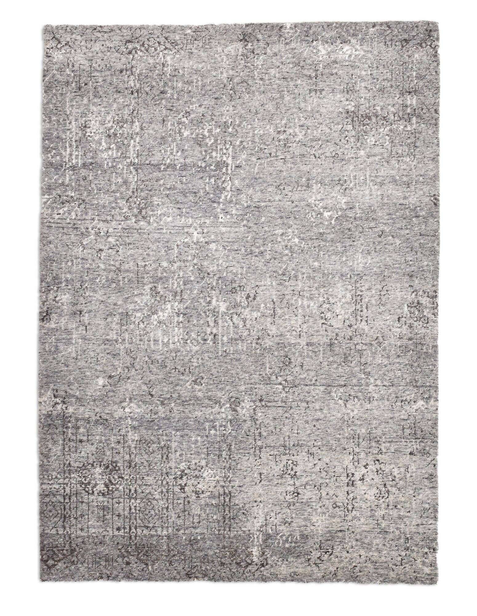 queenscity_zo-1887-17_650grey_409263_1 Vintage Teppich Queenscity 160x230cm Handgeknüpft Wolle Viskose Grau