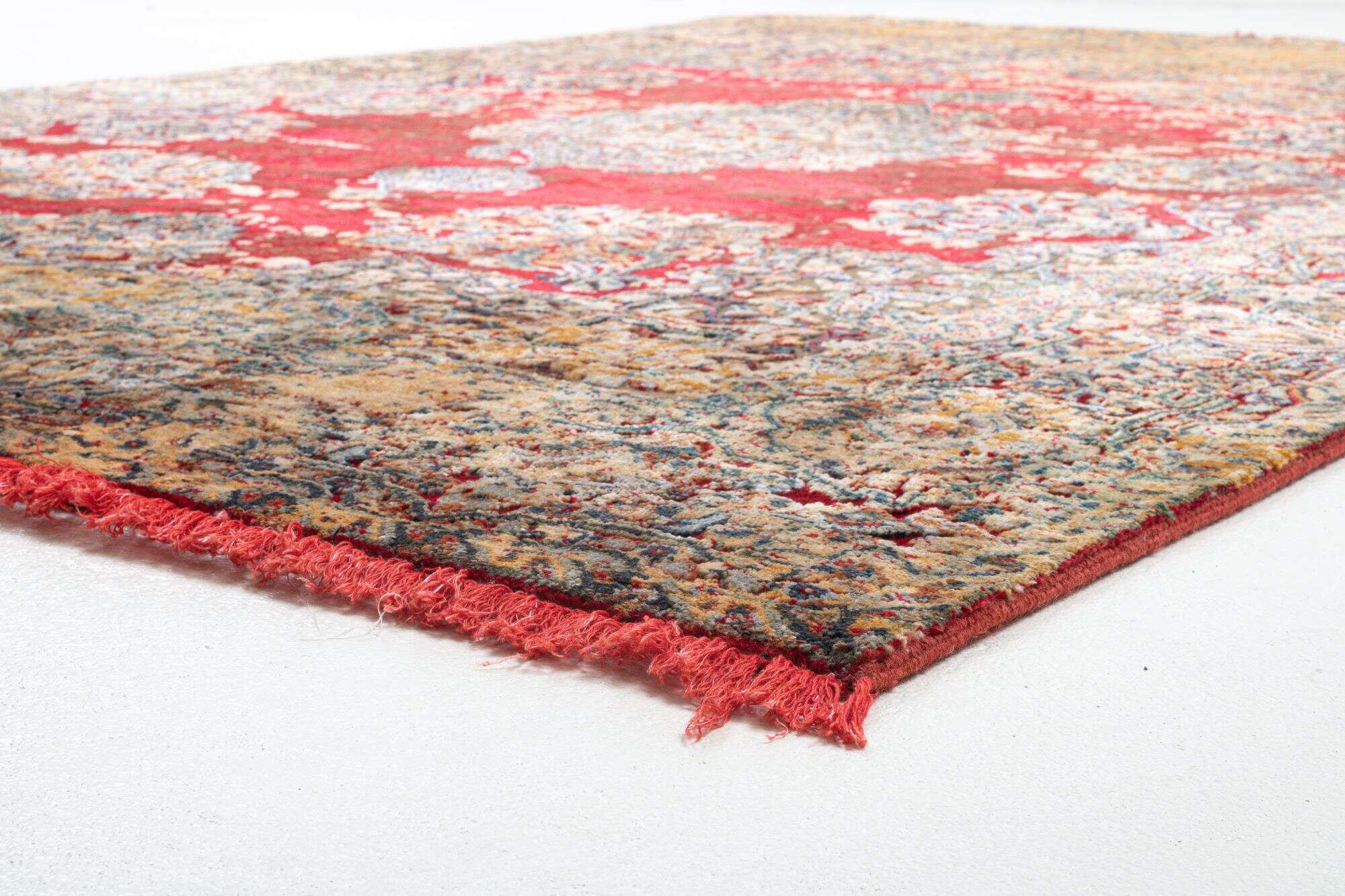 Design Teppich Sadra Handgeknüpft rot bunt Medaillon 172x245 cm