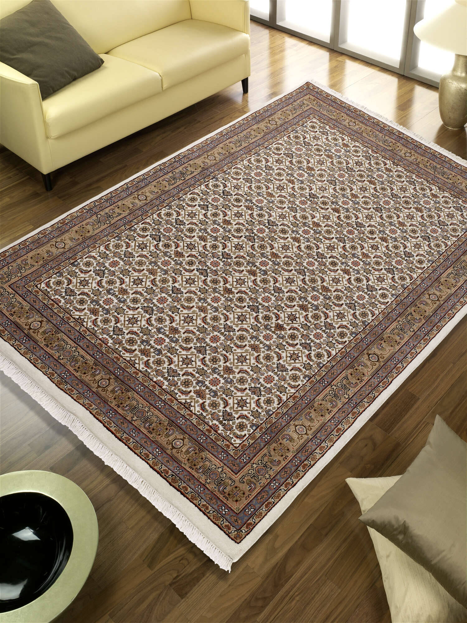 1151-933-5uHKQcQ9VKMNJT Orientteppich Handgeknüpft Himla Herati Teppich Natur Schurwolle