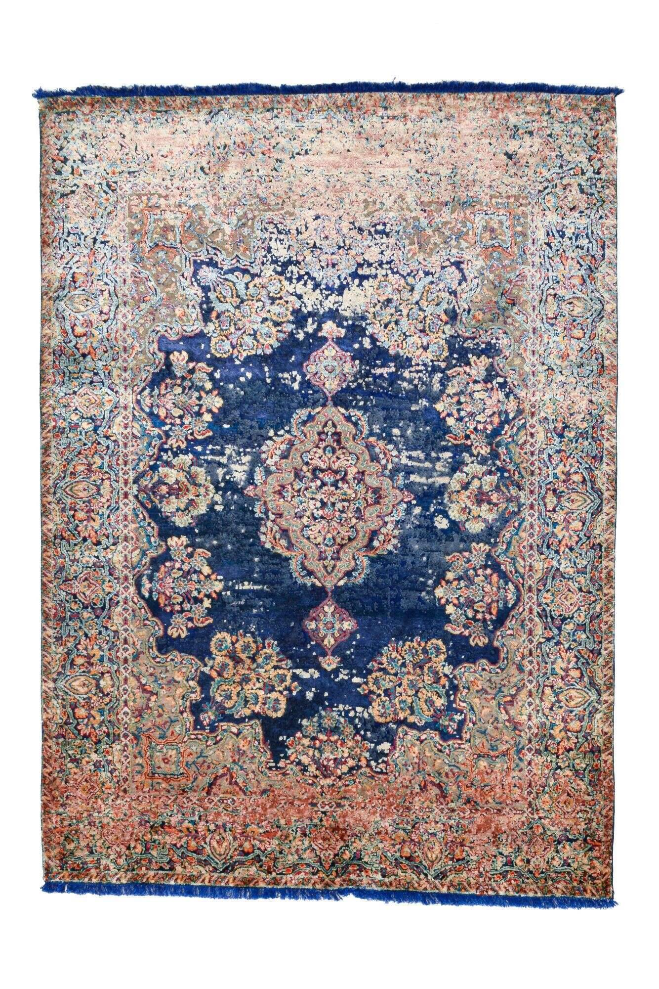 sadra_mb903_703blue-multi_435768_1 Design Teppich Sadra Handgeknüpft blau bunt Medaillon 175x241 cm