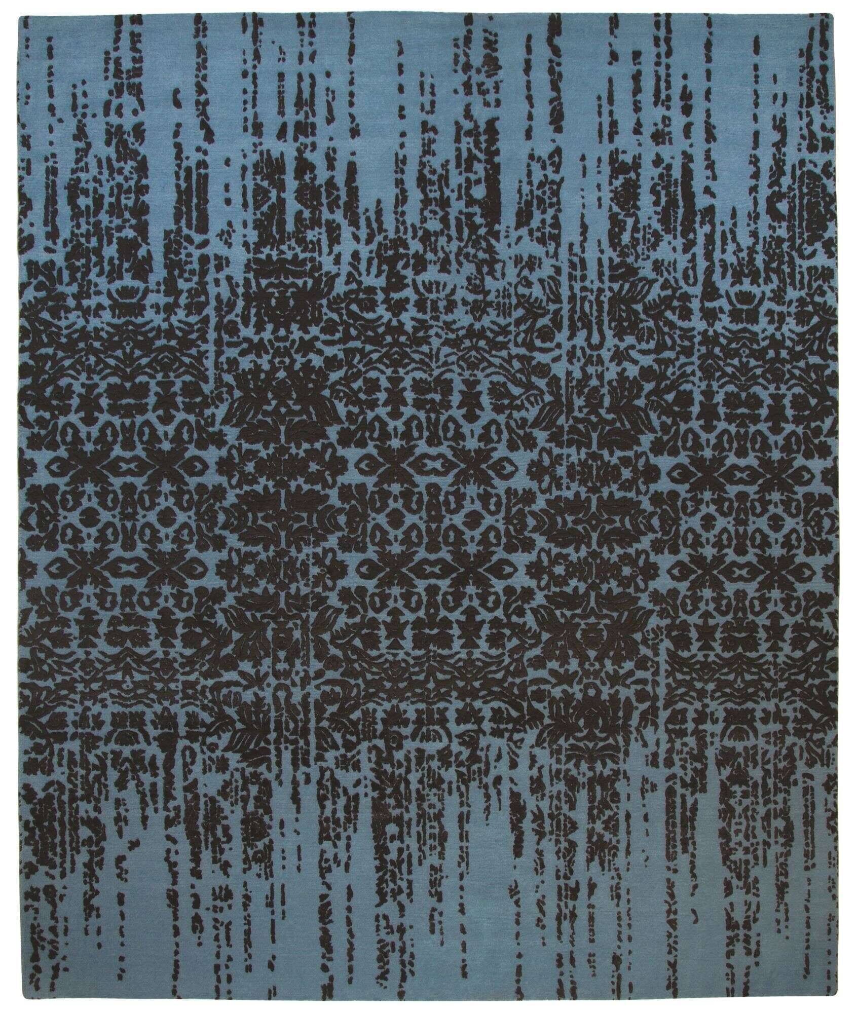 jabusilk_c3261_p15-703-_424400_1 Nepal Teppich Jabu Silk 60 Wolle Seide Design ca.250x300cm blau