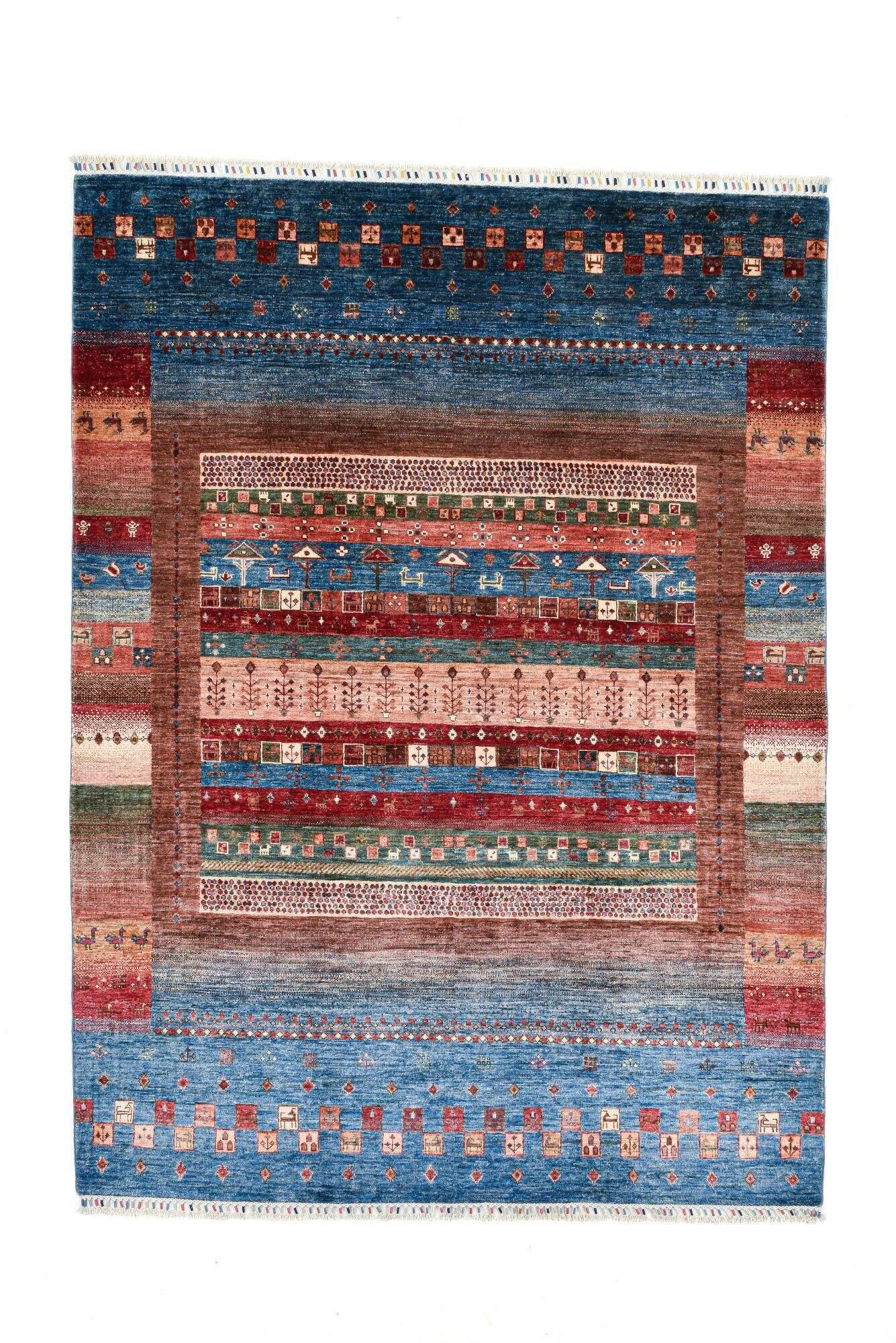 kandashah_0900_705blue-multi_435211_1 Klassischer Ziegler Teppich Kandashah Handgeknüpft 180x244cm blau