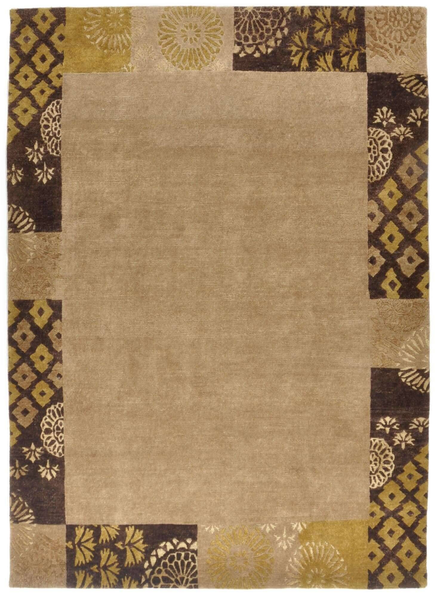 TalongaSilk_RSK495_568beigebrown_409941_1 Talonga Silk Nepal Teppich RSK495-D75 im Wunschmnaß