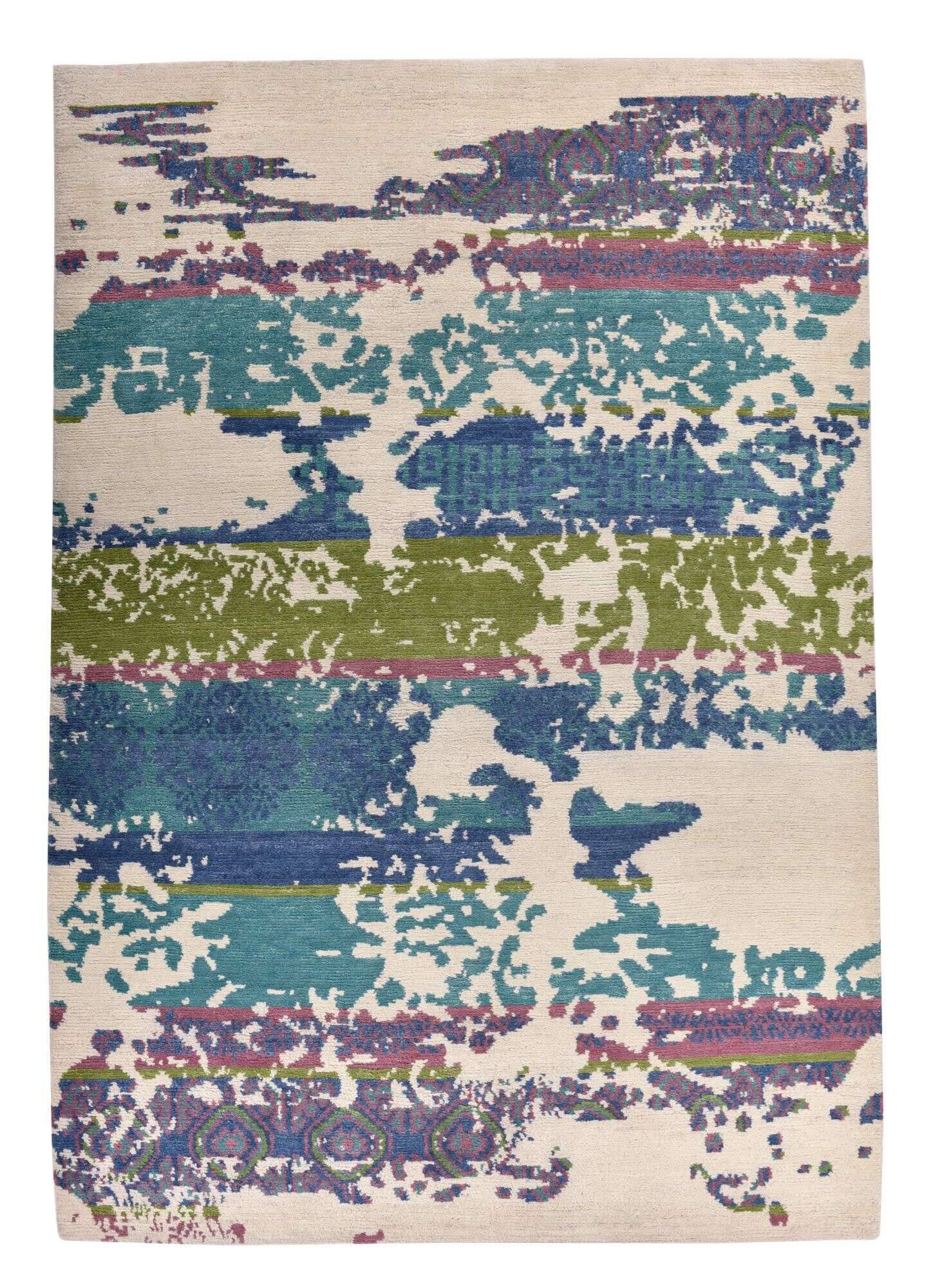 sangri_rs599_565bluecream_110791_1 Sangri Nepal Teppich 163x236 cm reine Wolle