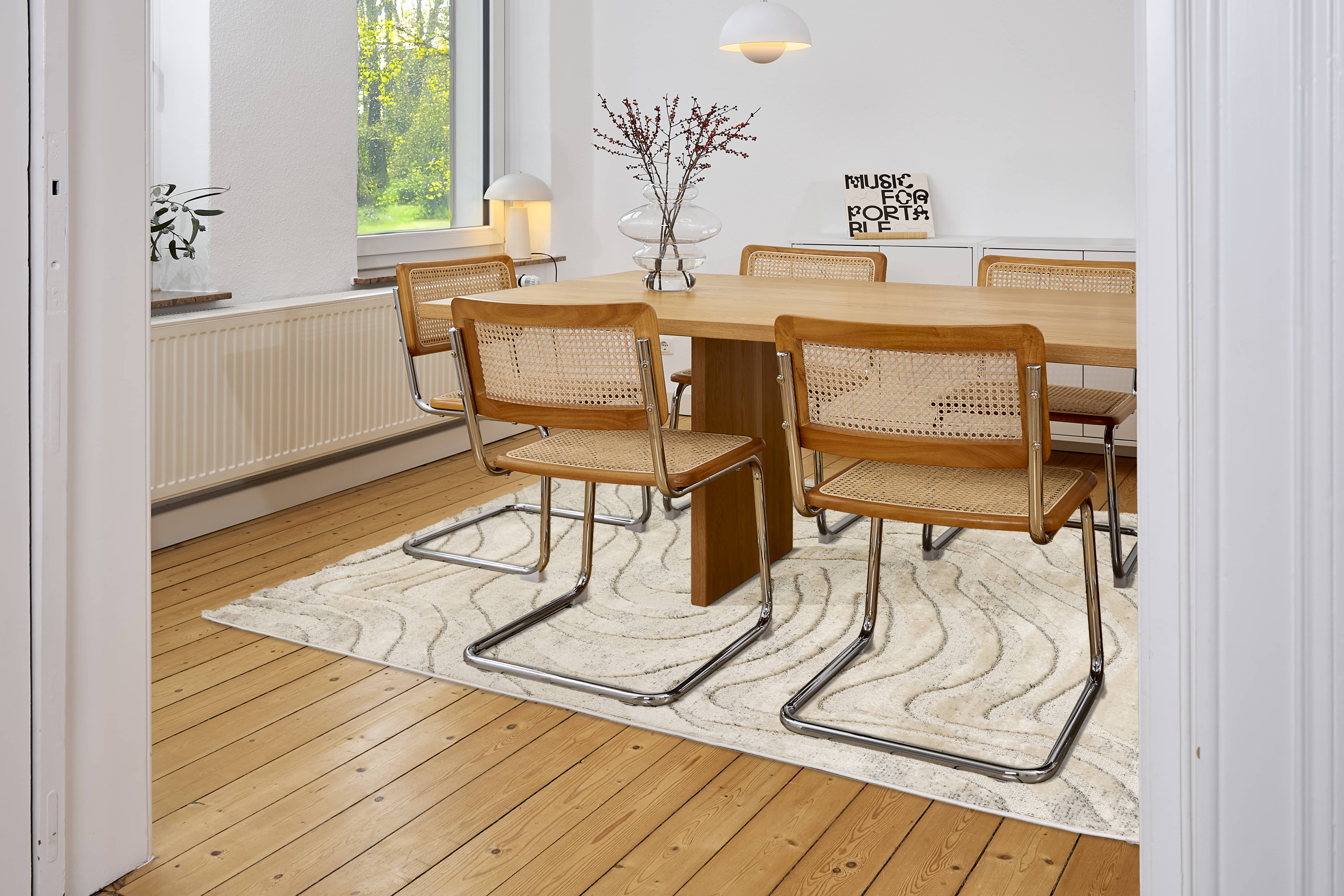Wohnteppich Lou D.251 C.003 Wellen creme-grau