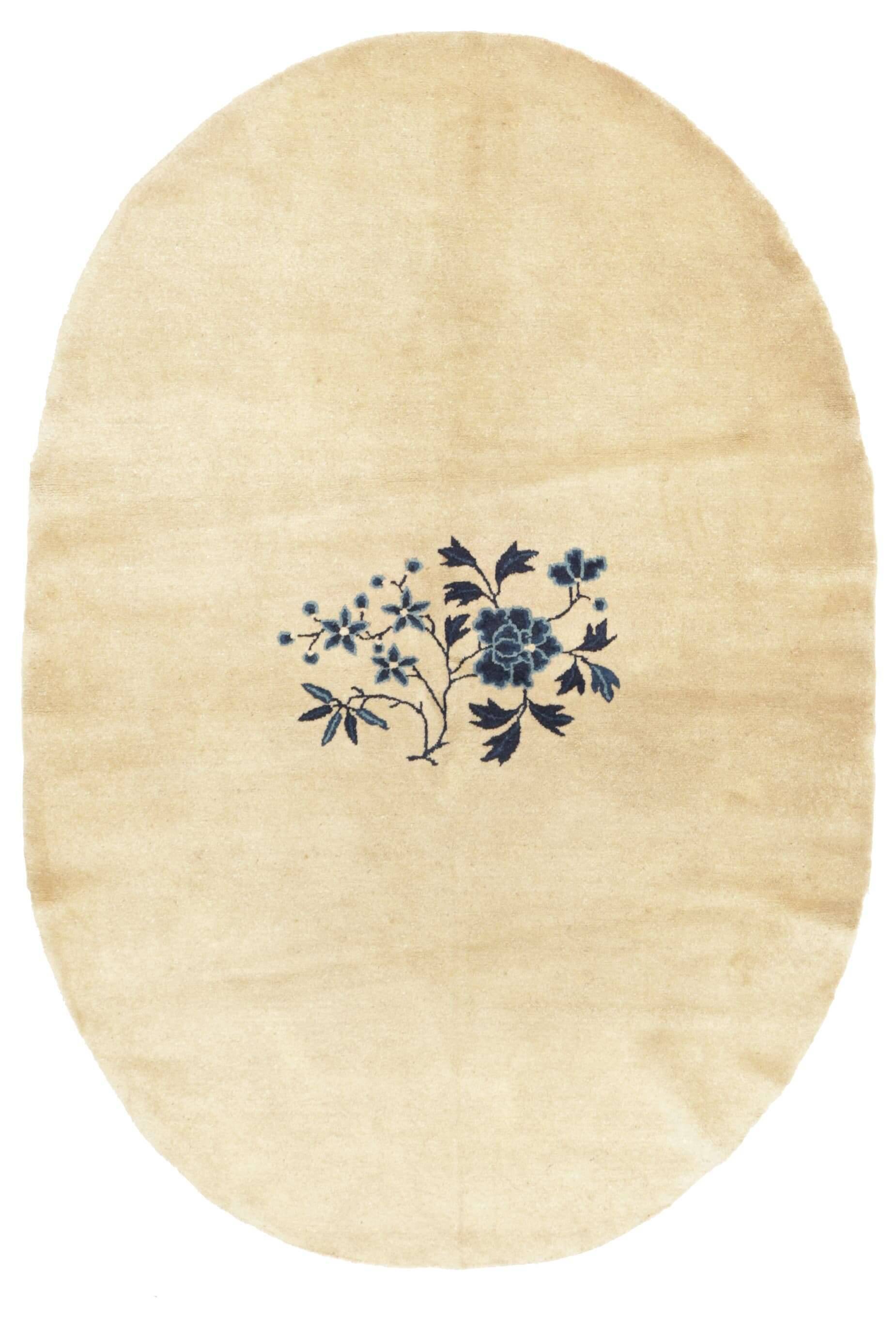 00001RSN385824 Teppich China Antik ca 120x180 cm Handgeknüpft Wolle Oval