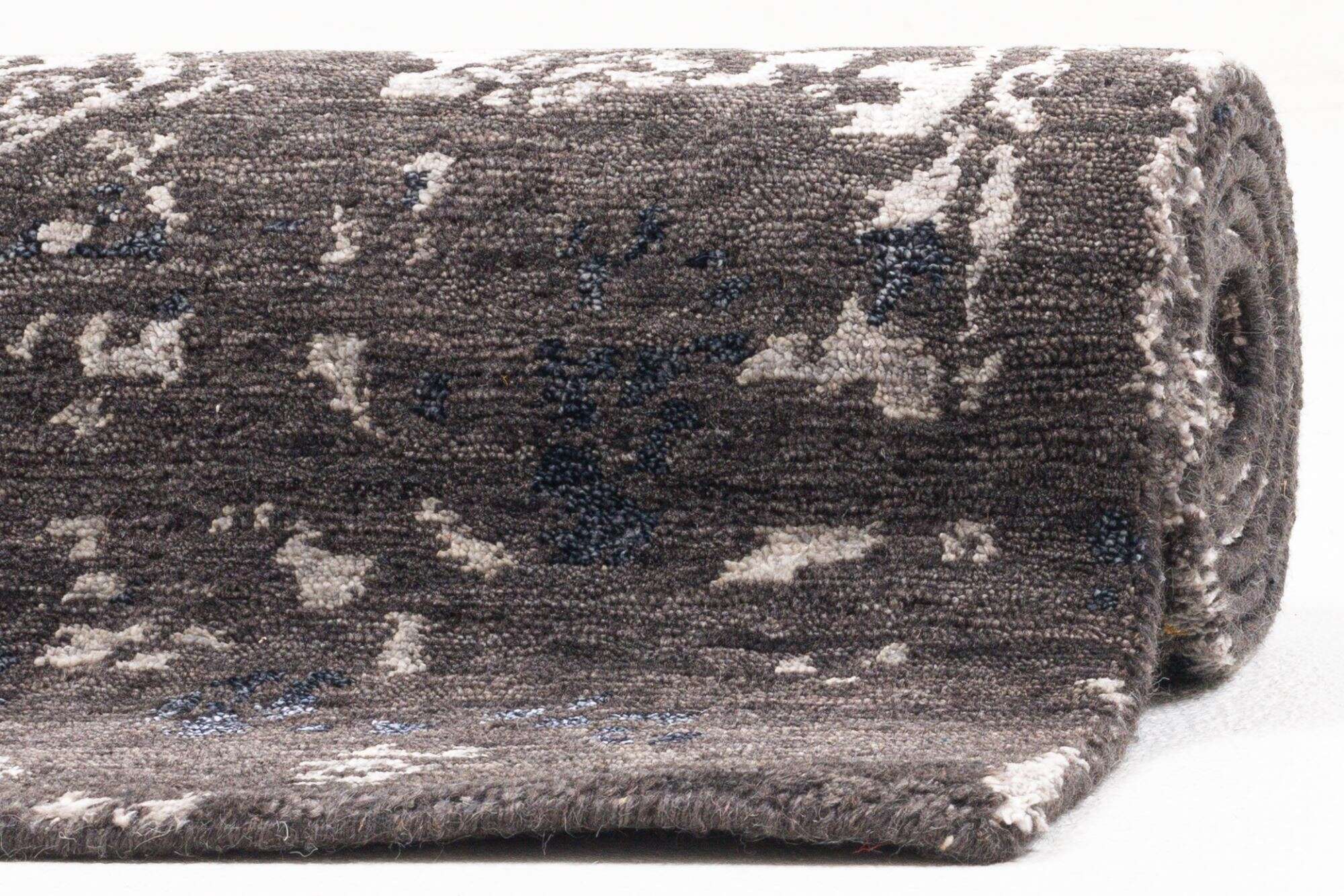 Vintage Teppich Queenscity 160x230cm Handgeknüpft Wolle Viskose grau