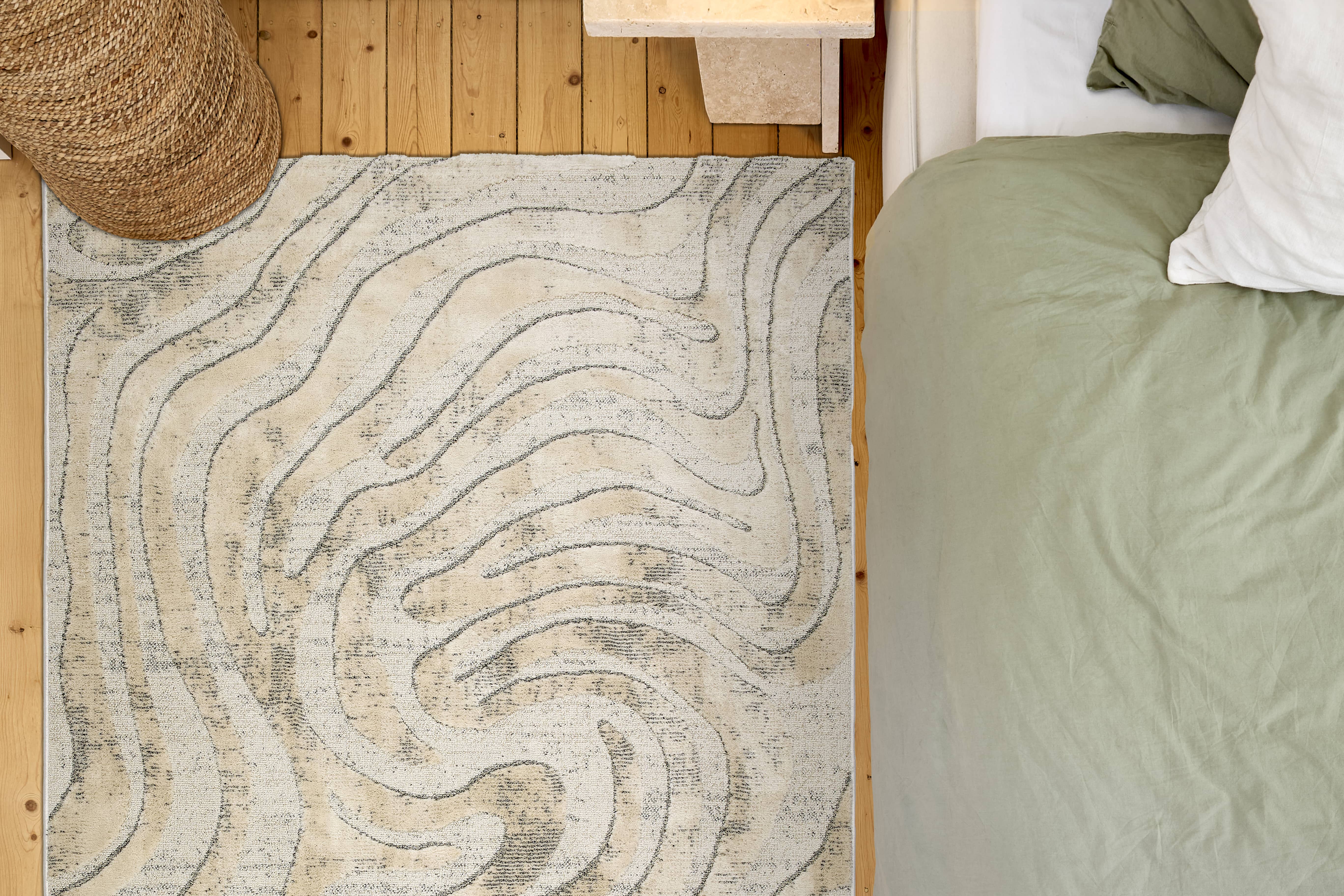 Wohnteppich Lou D.251 C.003 Wellen creme-grau