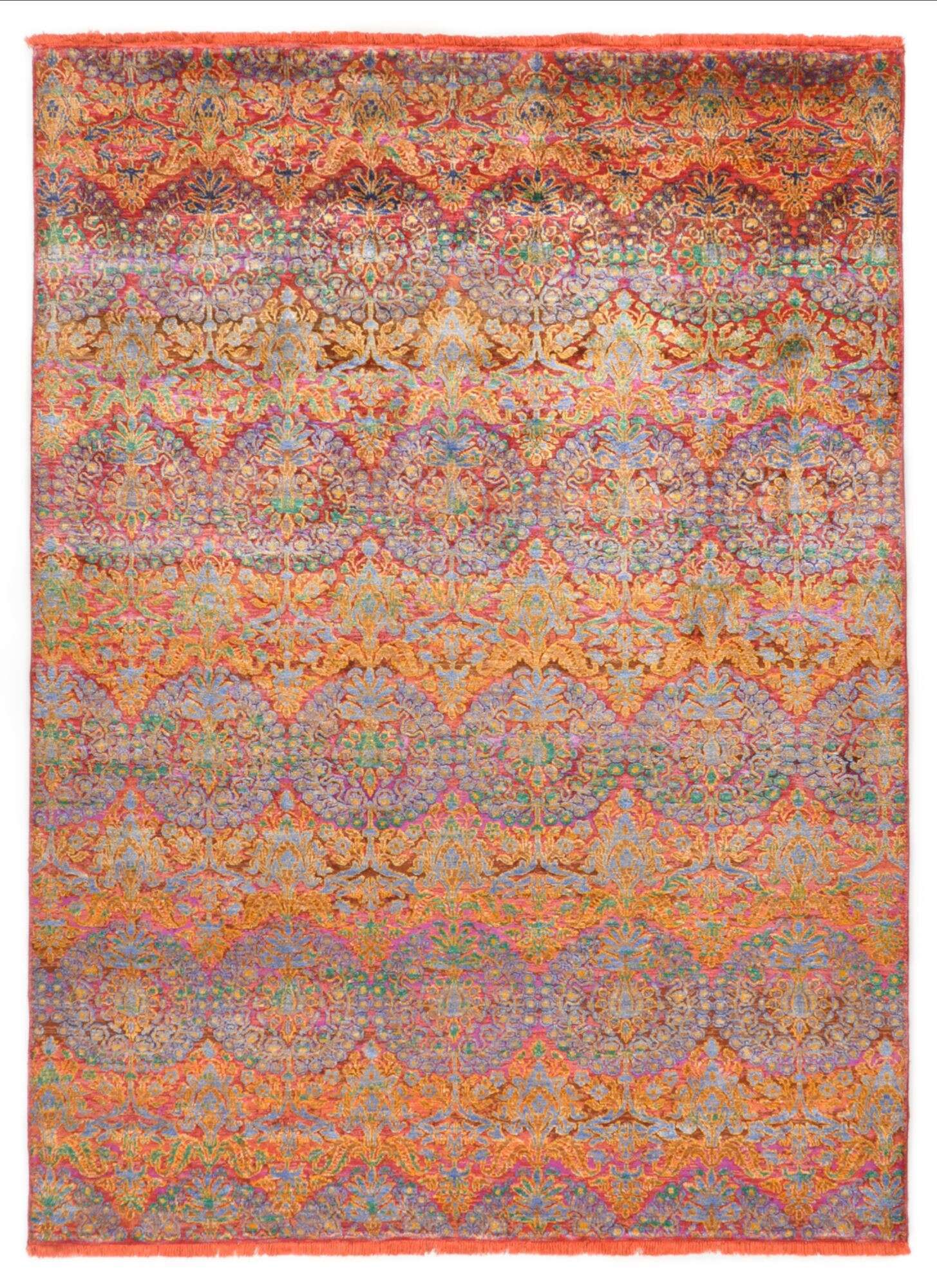 Design Teppich Sadra 178x247cm Handgeknüpft Bambusseide Wolle rot