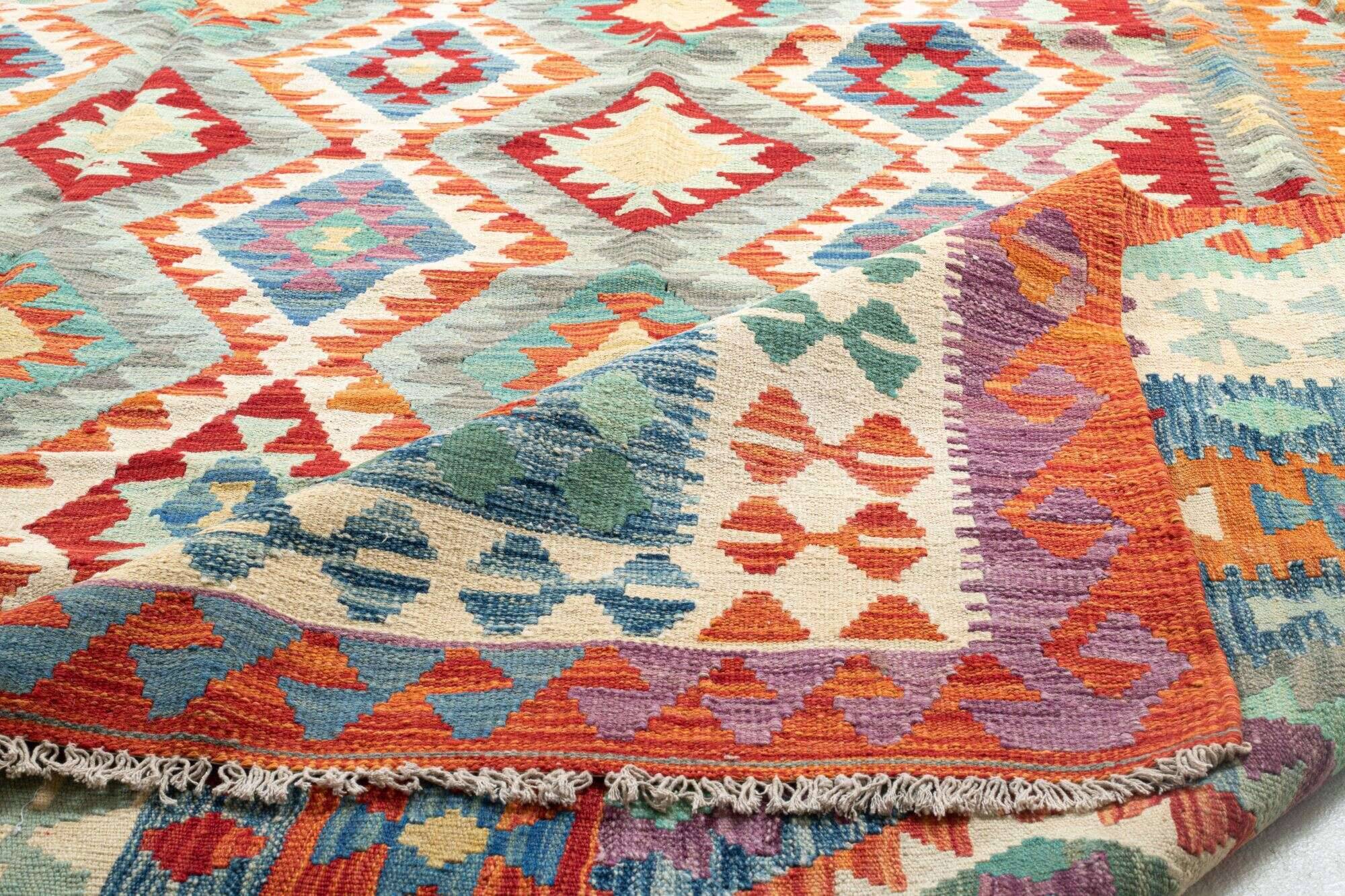 tablashah_5767_800multicolor_434954_9 Kelim Teppich Tablashah Handgewebt Schurwolle bunt 303x495cm