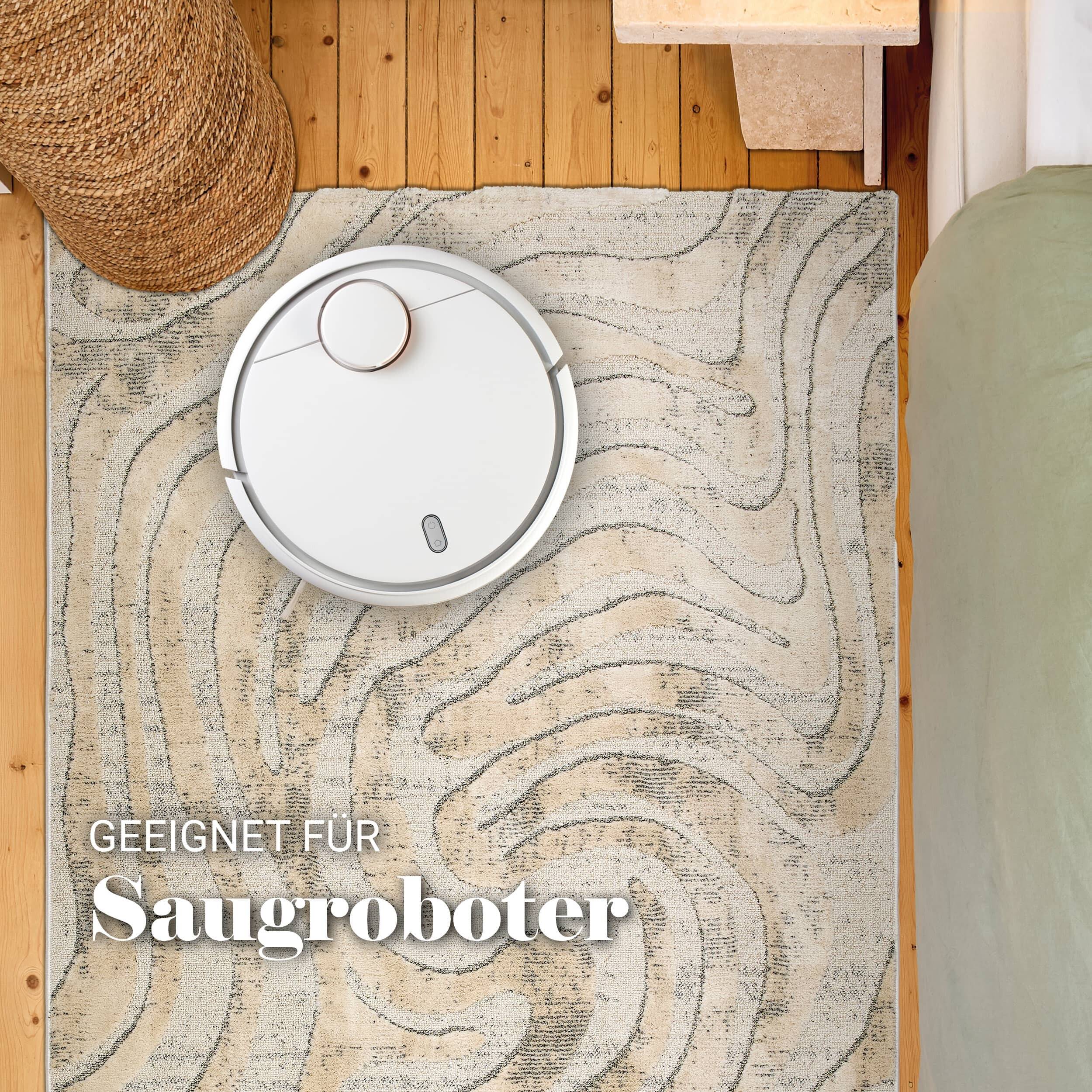 Wohnteppich Lou D.251 C.003 Wellen creme-grau