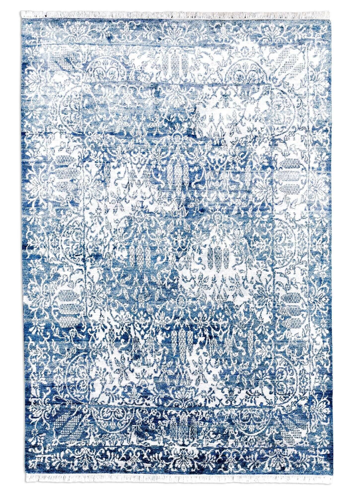 queensland_4728_701blue_404887_1 Vintage Teppich Queensland 160x230cm Handgeknüpft Viskose blau