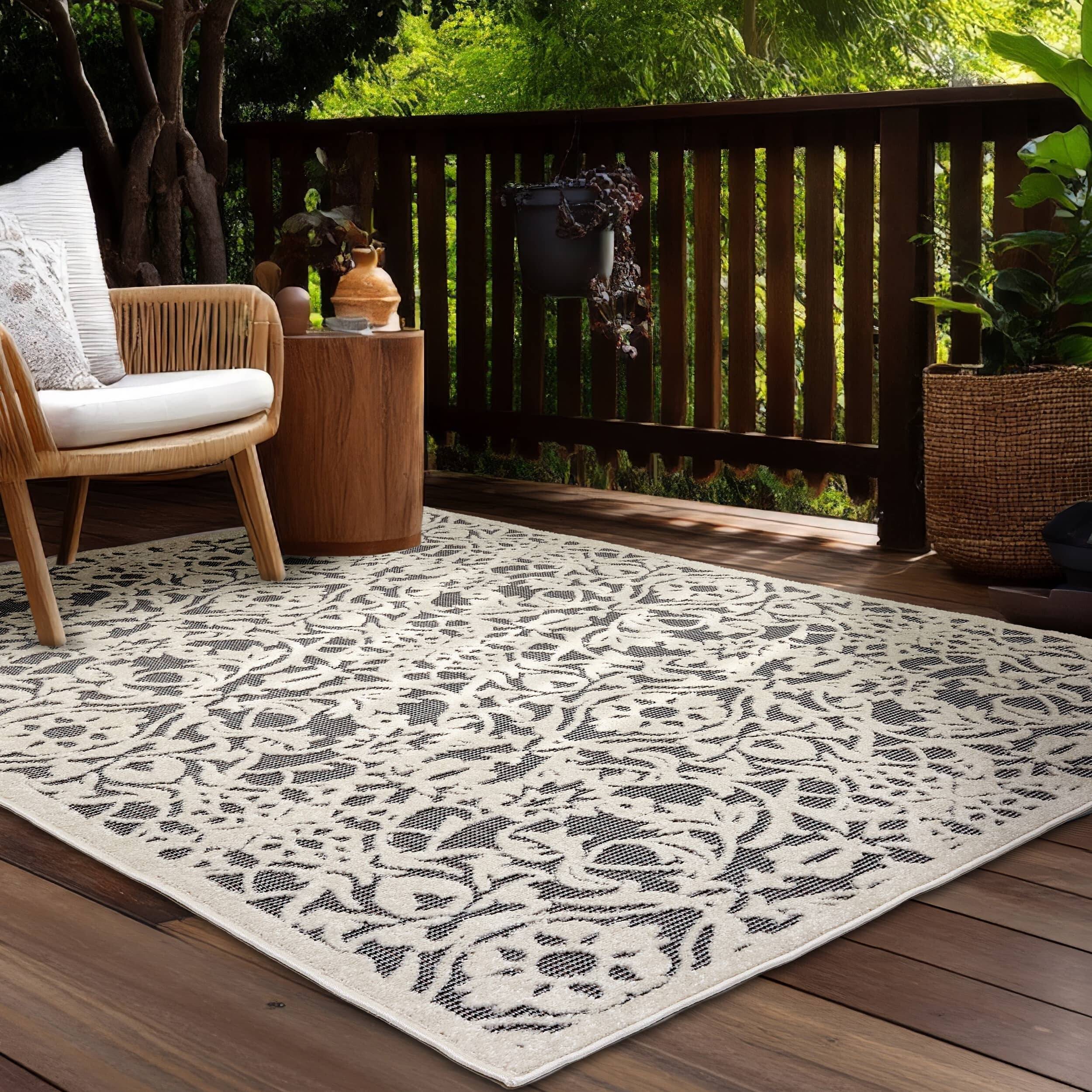 In- und Outdoor Teppich Serina D.253 C.004 Ornamente grau/weiß