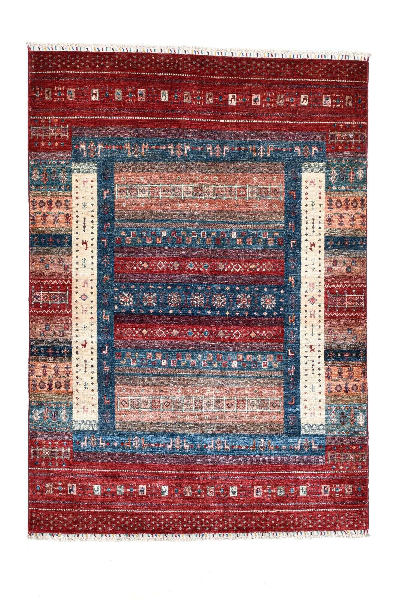 kandashah_1605_205red-multi_435217_1 Klassischer Ziegler Teppich Kandashah Handgeknüpft 172x244cm rot