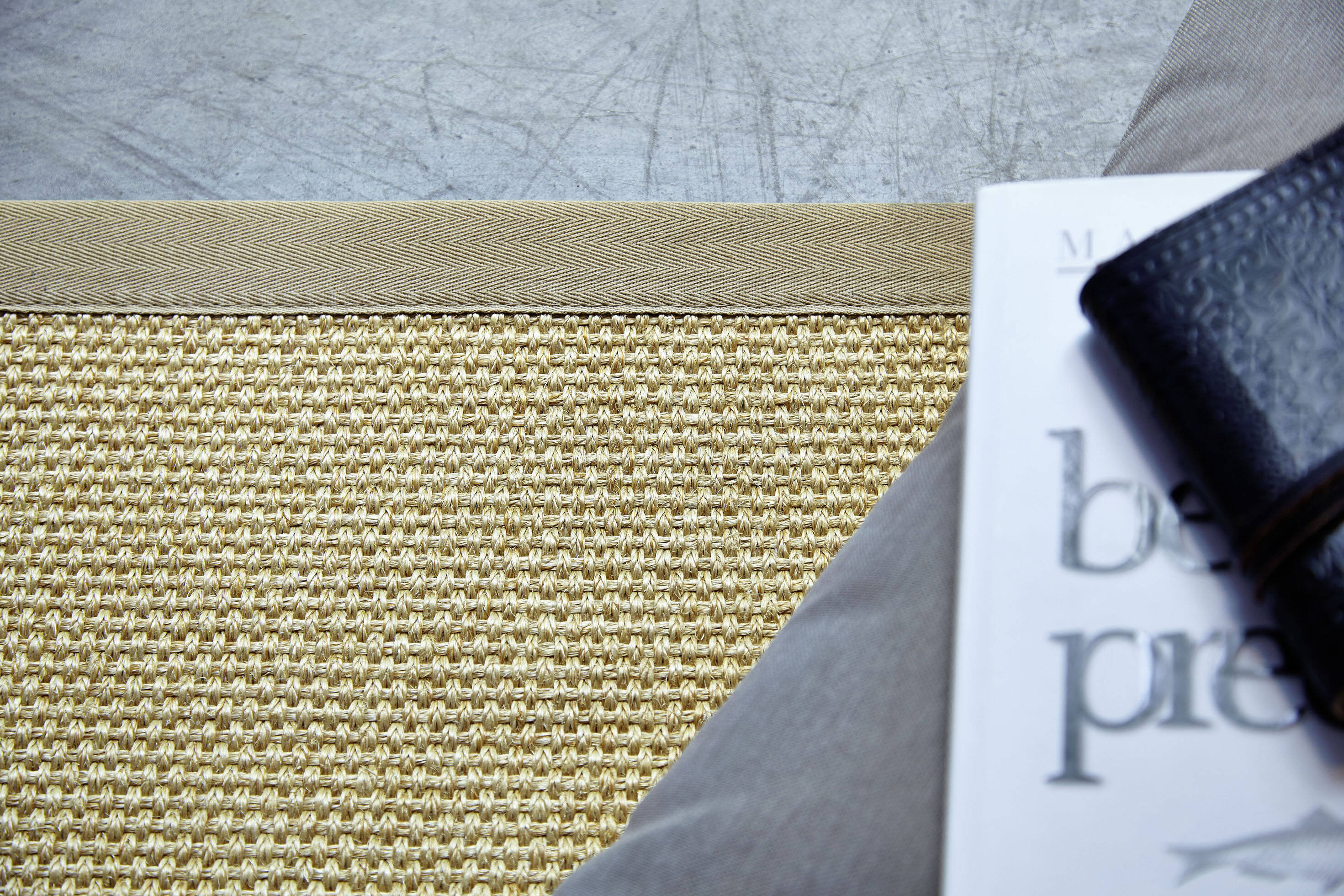 Sisal Teppich Quito 3230/B mit Baumwollbordüre