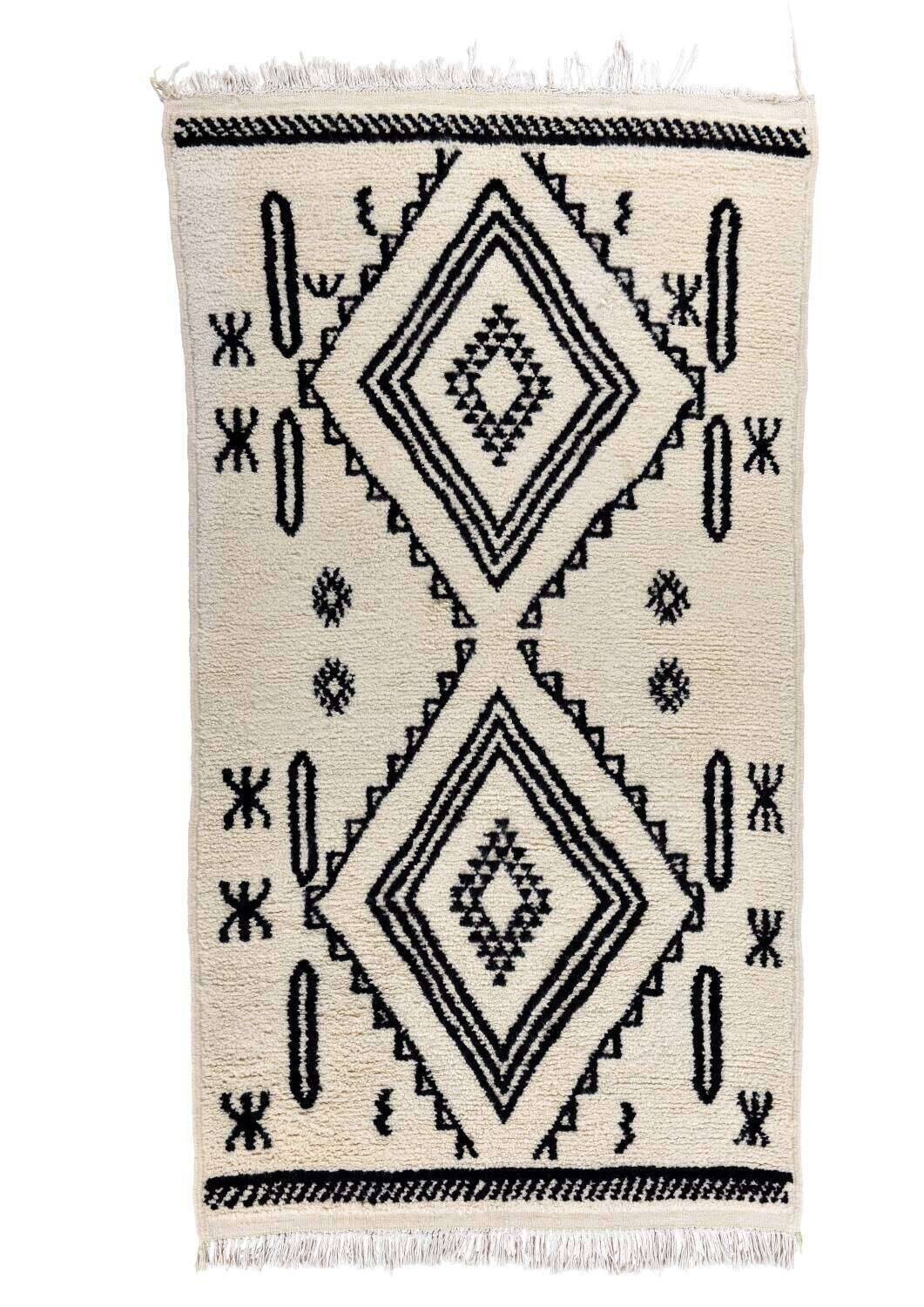 BenniUrein_2008_997Blanc_426558_1 Berber Teppich Beni Ourain 120x200cm Schafwolle