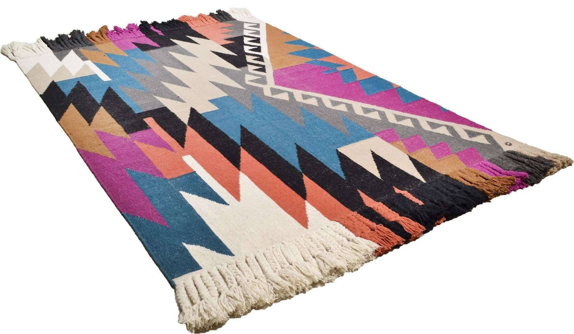 Vintage_funkykelim_800multi_401782_2 Kelim Teppich Funky Handgewebter Naturteppich aus Wolle