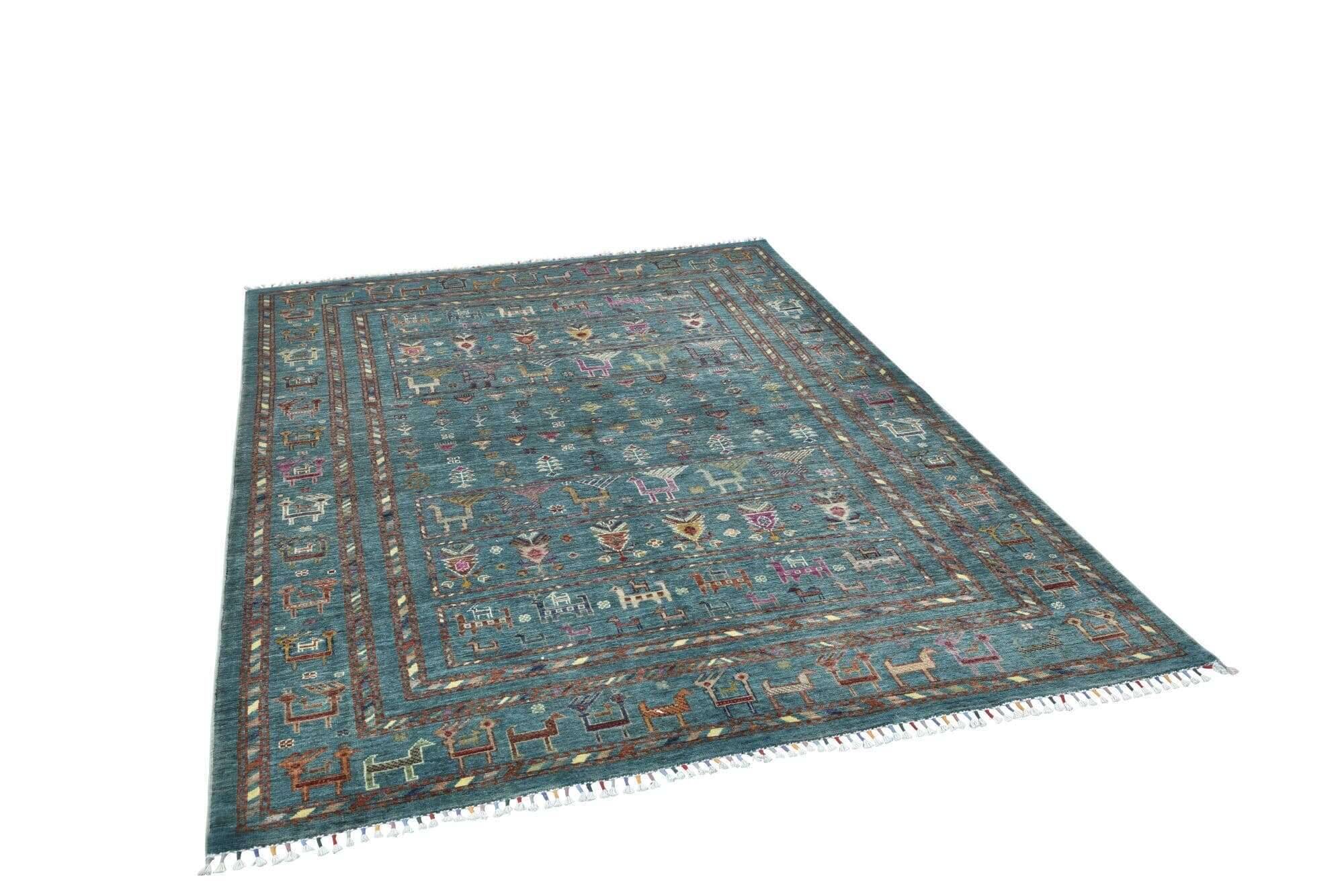 kandashah_1169_723turquoisemulti_427132_2 Kandashah Ziegler Teppich Orient 155x219cm Handgeknüpft Schurwolle
