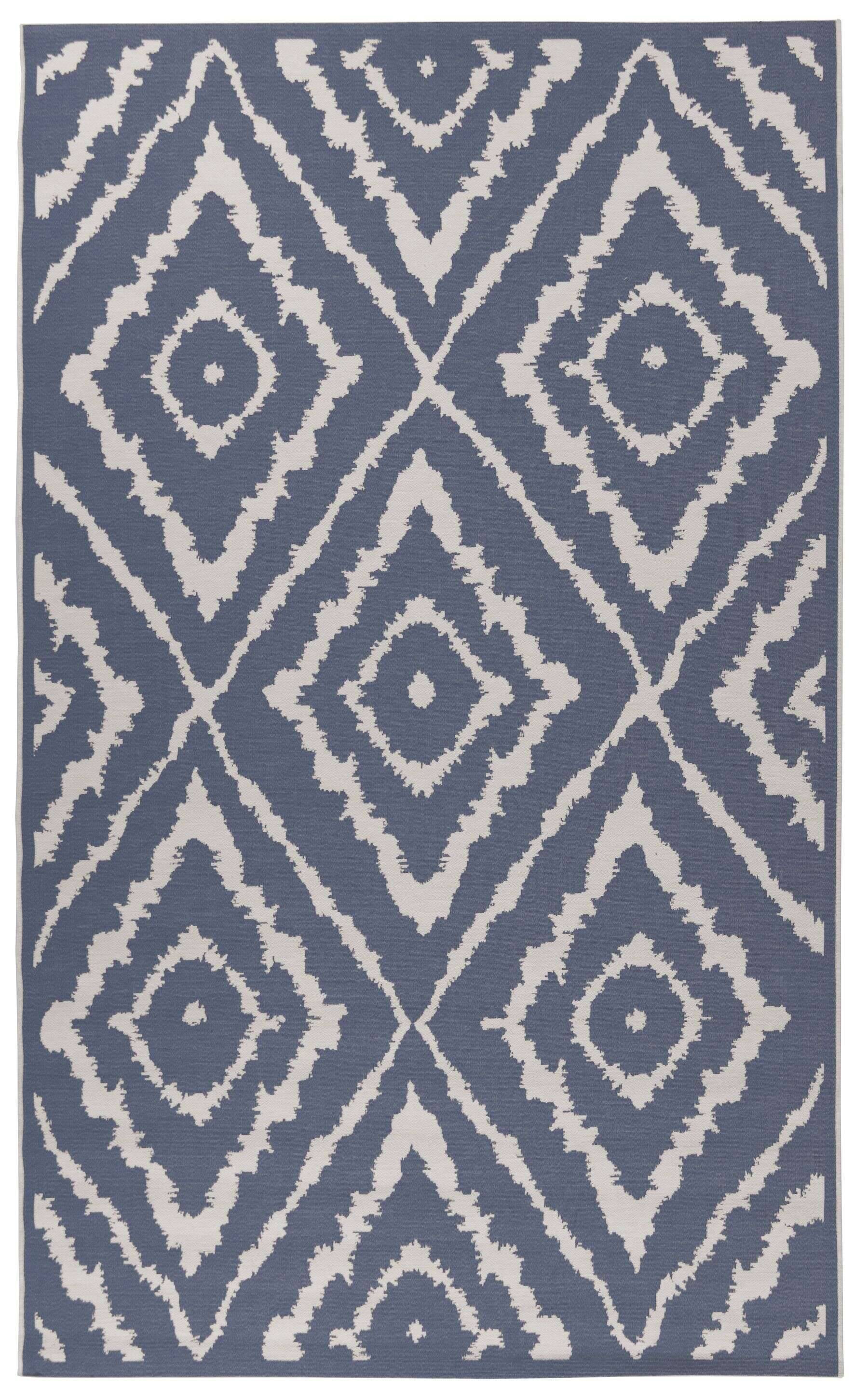 Garden Pattern 700 blau In- und Outdoor Teppich Rauten