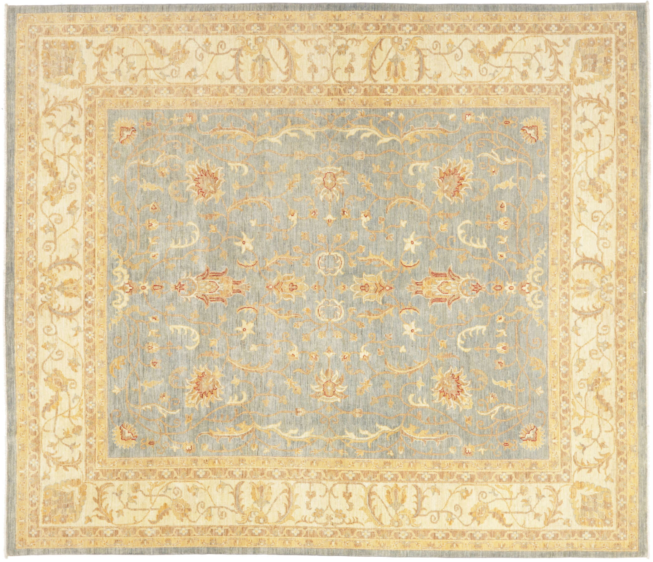Teppich Ziegler 247 x 290 cm Orientteppich blau - beige Handgeknüpft Schurwolle