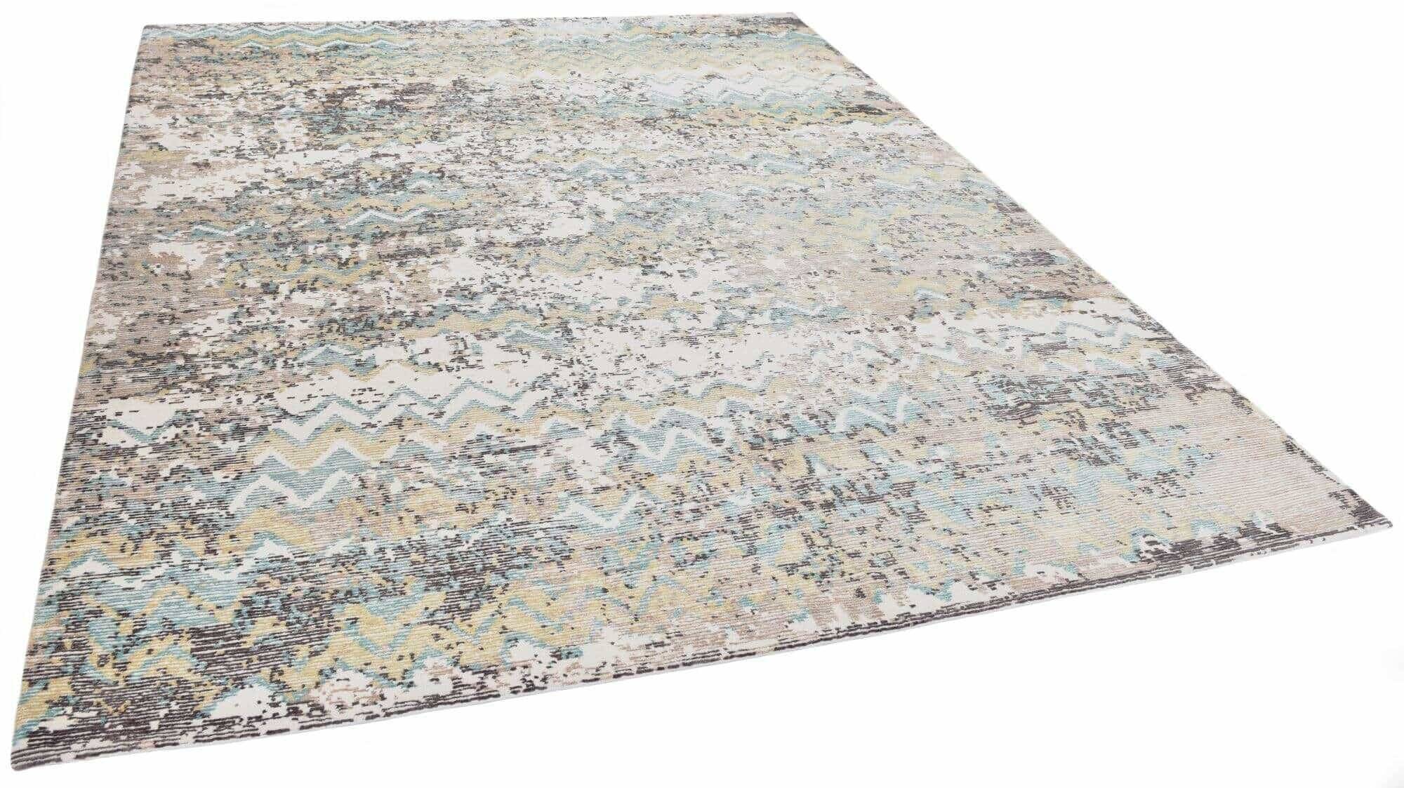 ribeye60_c2393_723turquoisemulti_111220_23 Nepal Teppich Rib Eye Silk 60 Wolle Seide Design Unikat 244x306cm