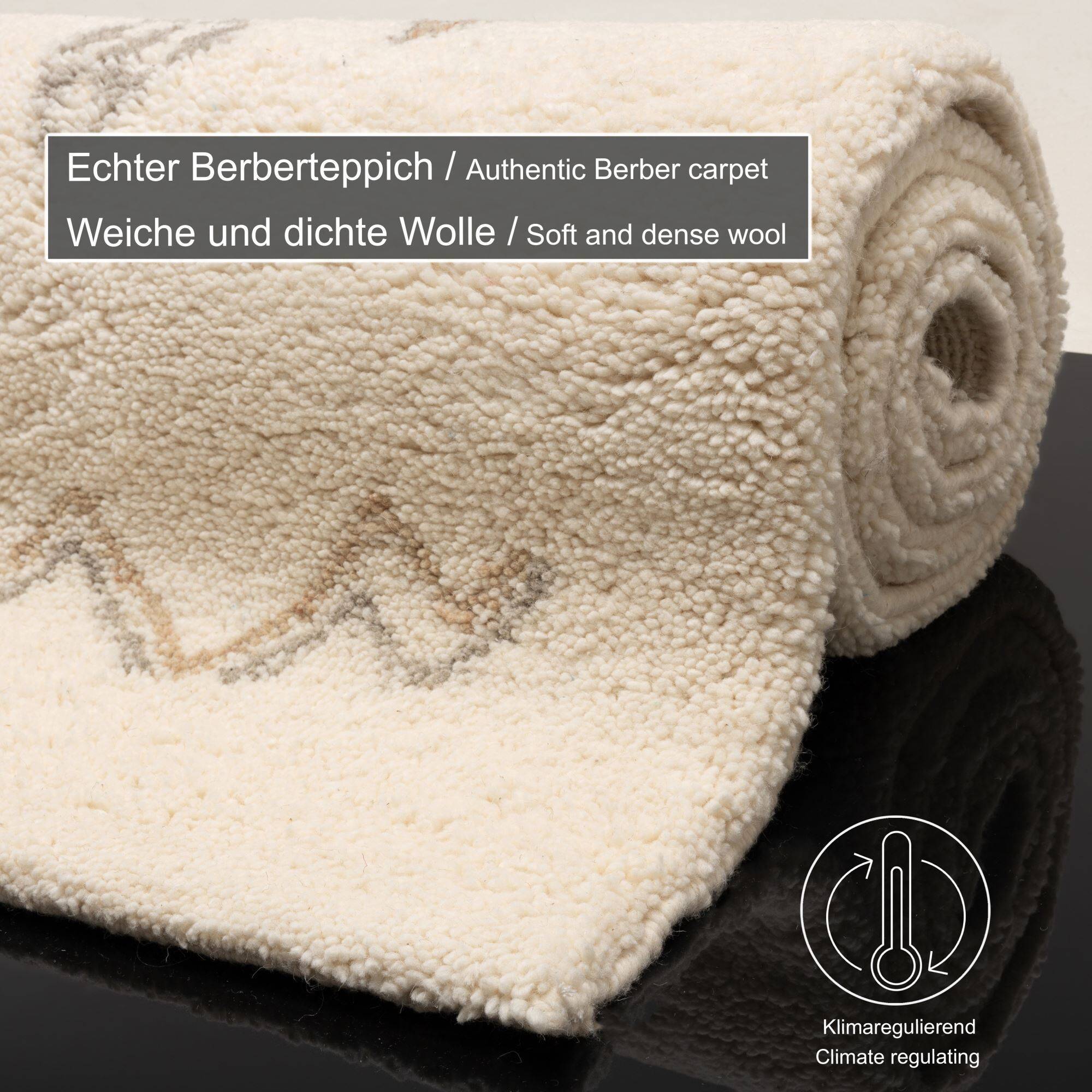 Handgeknüpfter Berber Teppich Hadj 225 - 997 blanc Schurwolle Handgeknüpfter Berber Teppich Hadj 225 - 997 blanc Schurwolle