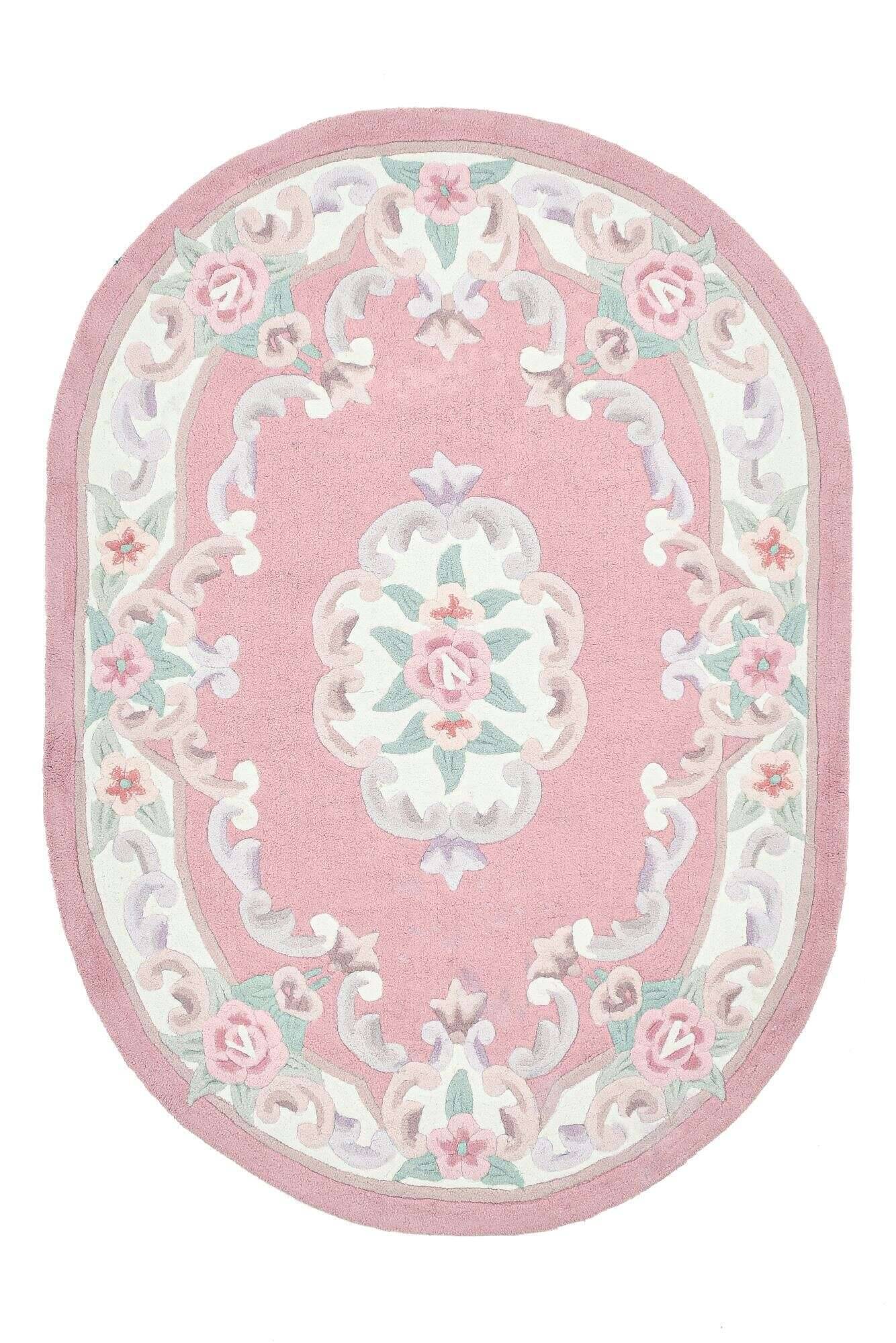 mingoval_501_250rose_300758_1 Ming Aubusson China Teppich rosa oval Teppich mit Blumen