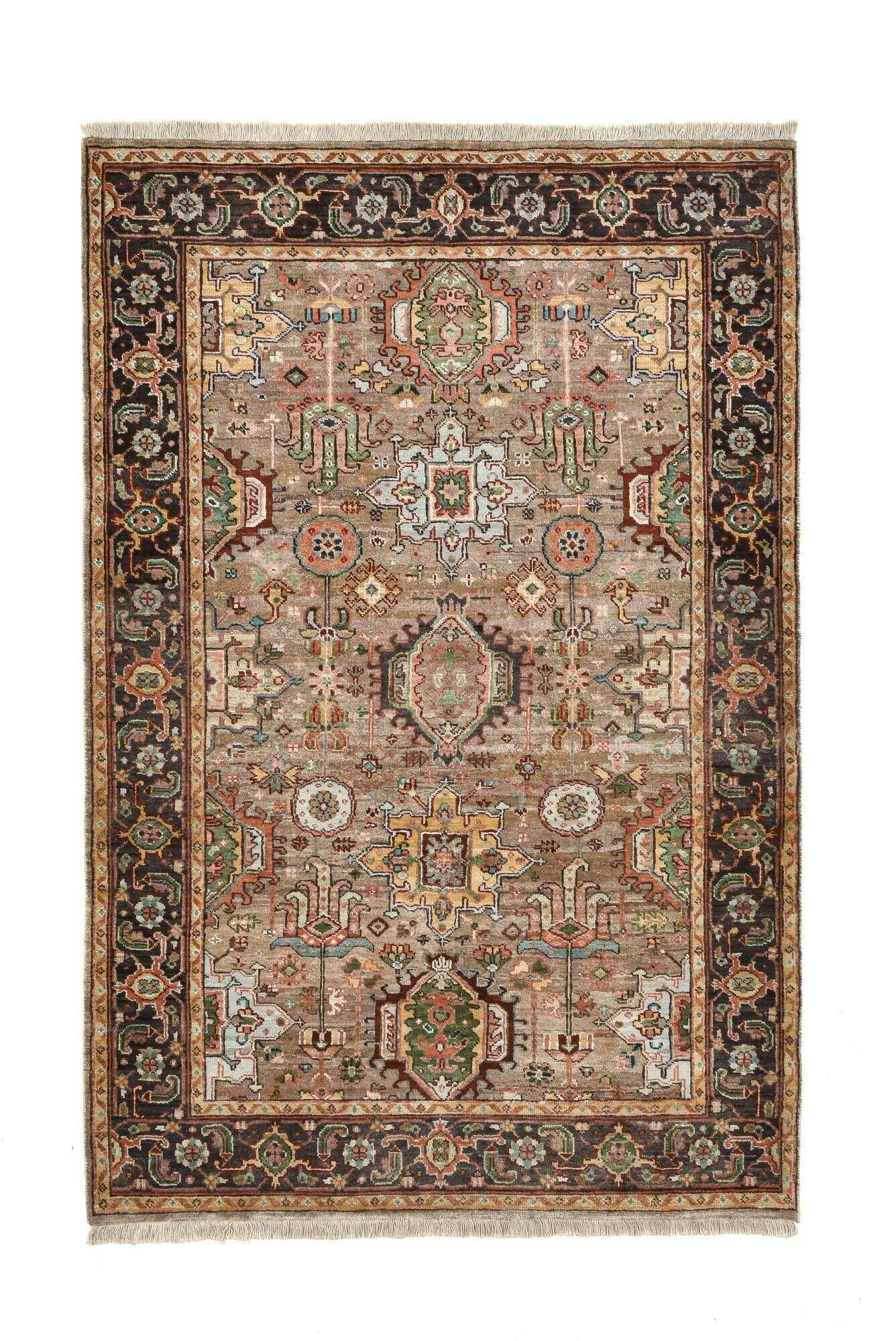 amara_007tabriz_655grey-multi_420585_1 Amara Klassischer Teppich reine Schurwolle Handgeknüpft 119x179cm beige