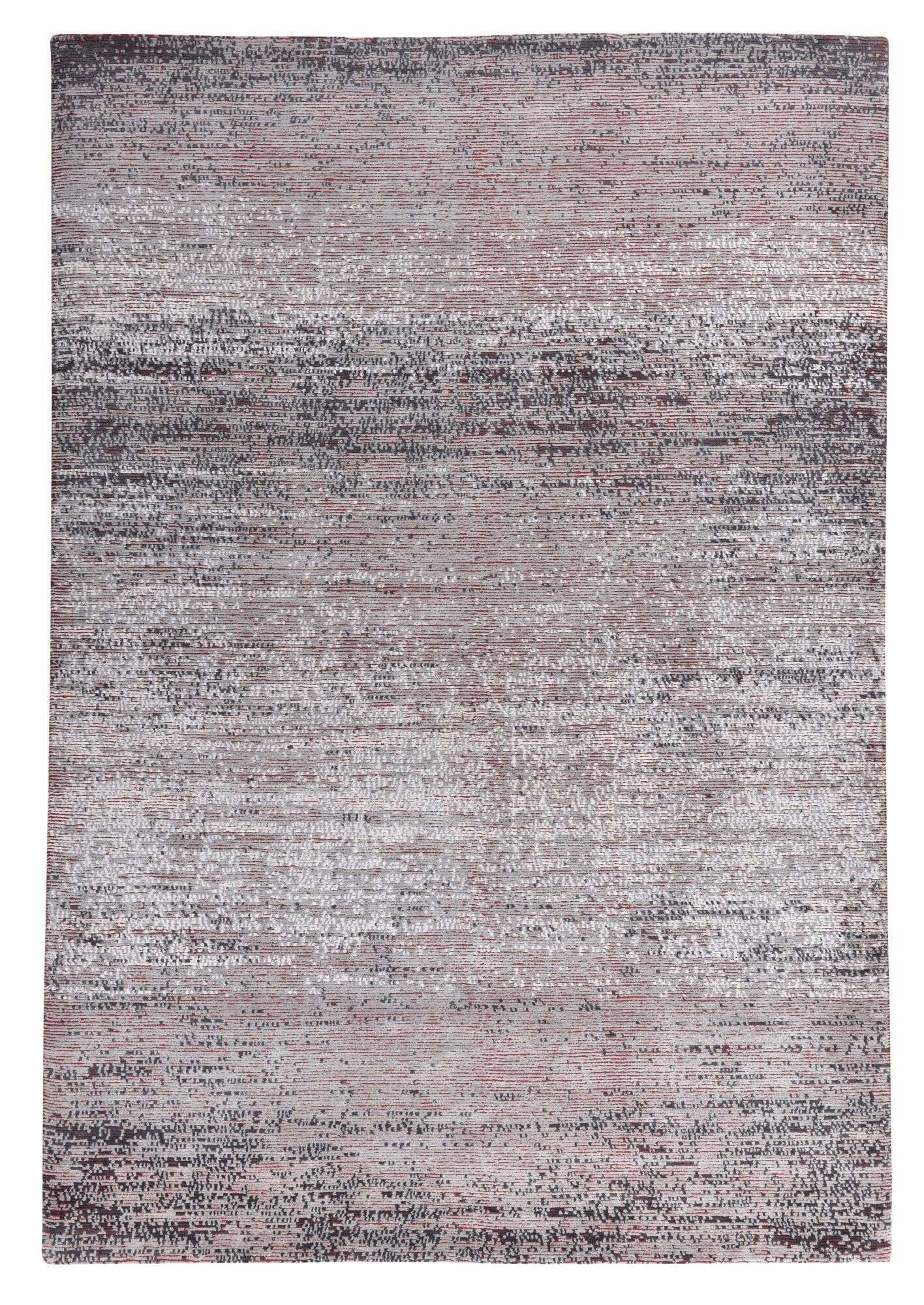 ribeyesilk60_c750_666greyred_427582_1 Nepal Teppich Rib Eye Silk 60 Design Seide Wolle 142x201 cm