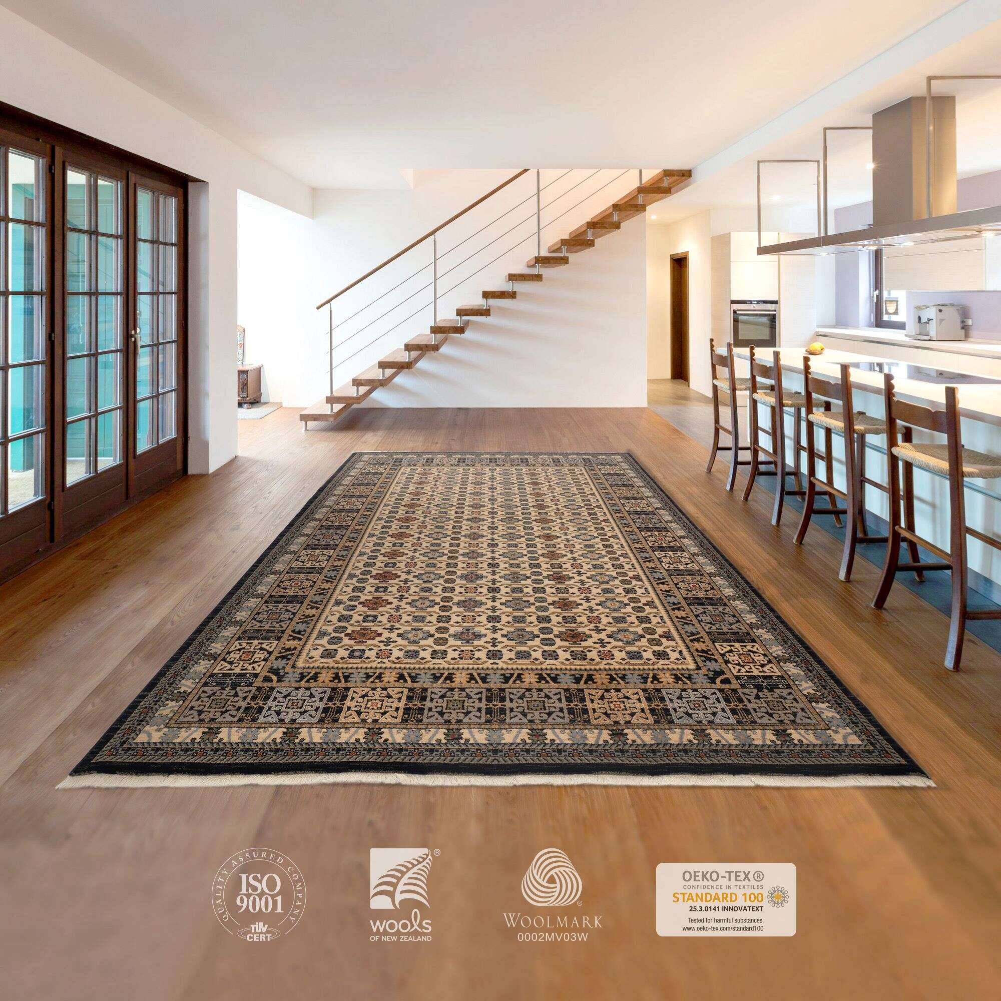 Saharna_6428_705bluemulti_422792_Milieu_1 Teppich Saharna 6428 Webteppich aus reiner Wolle