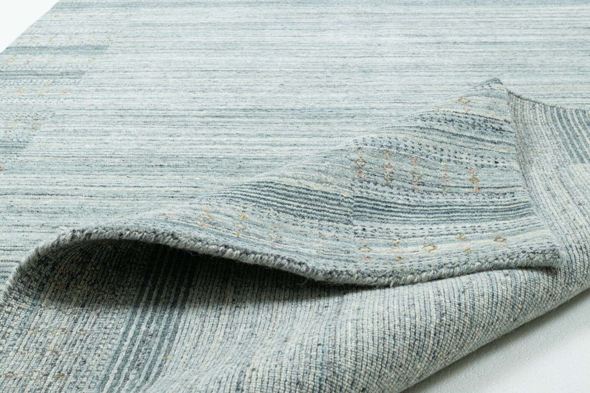 Teppich Handgewebt 160 x 230 cm reine Schurwolle Naturteppiche grau