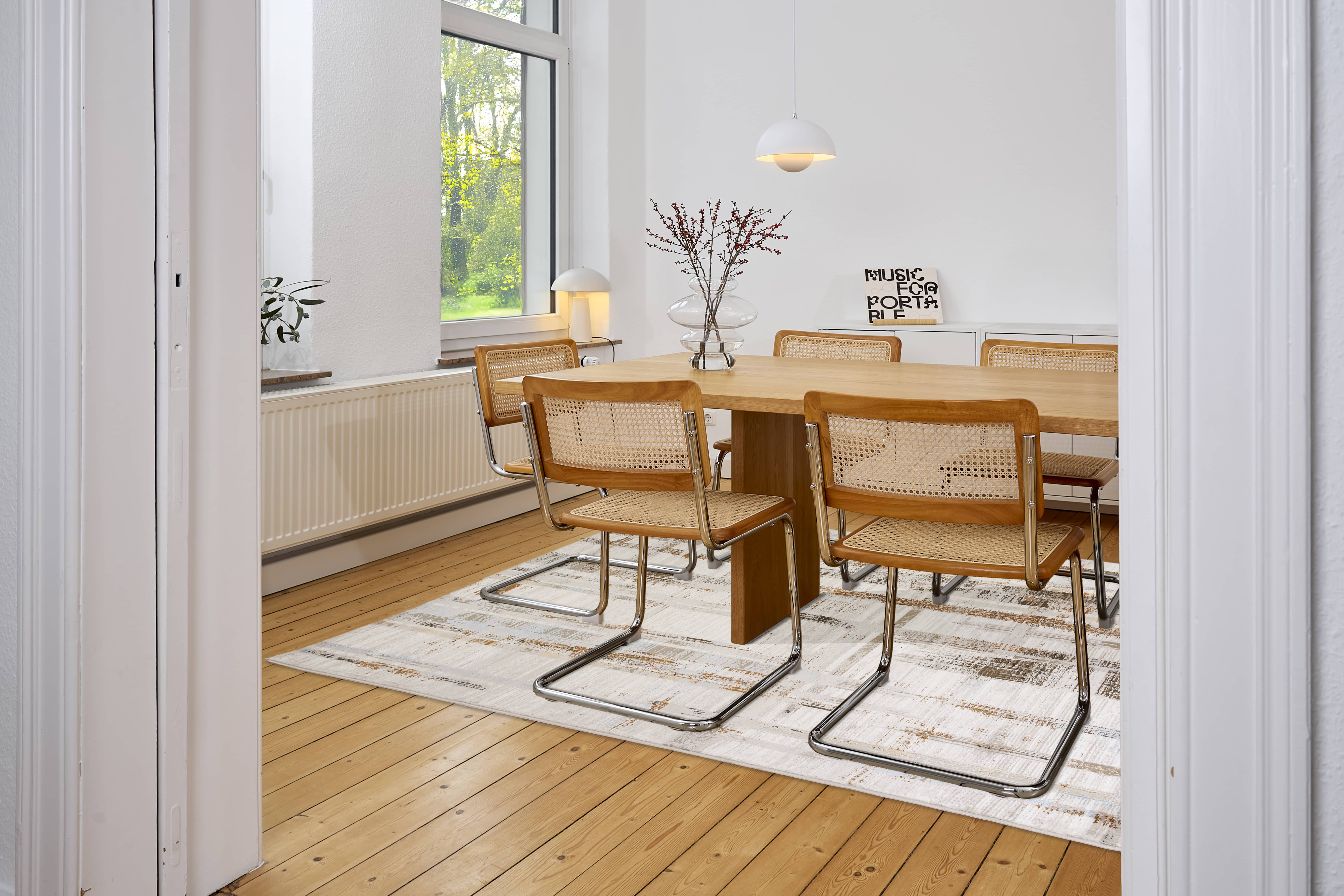 Vintageteppich Jules D.252 C. 043 Striche grau-beige