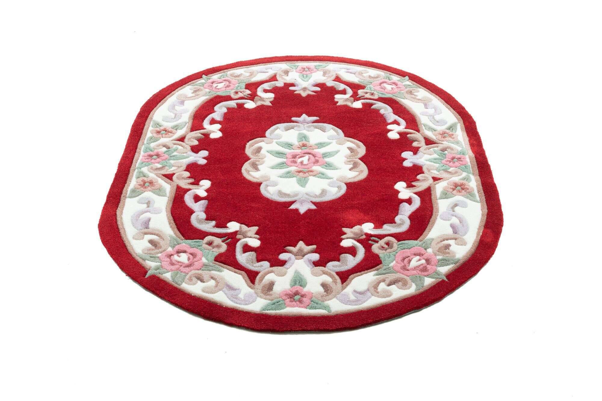 mingoval_501_200red_300737_22 Ming Aubusson China Teppich rot oval Teppich mit Blumen