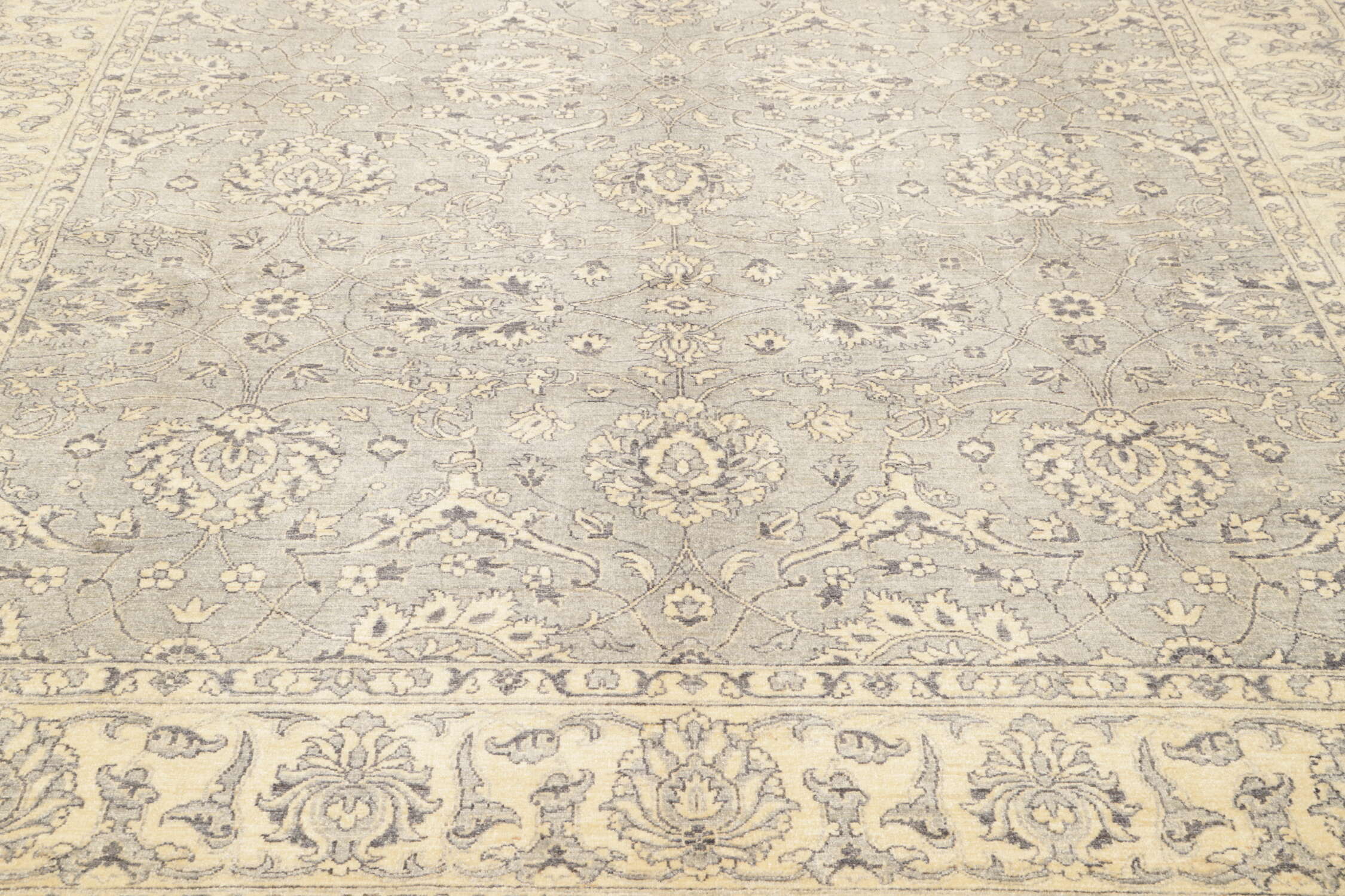 Teppich Ziegler 270 x 355 cm Orientteppich grau Handgeknüpft Schurwolle