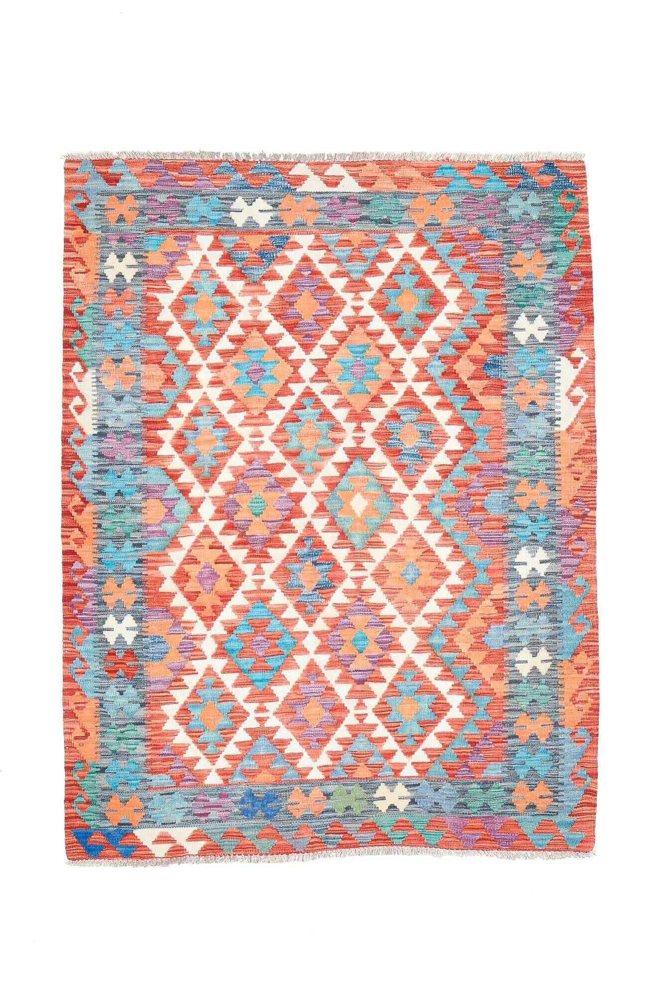 Kelim Teppich Tablashah Handgewebt Schurwolle bunt 145x188cm