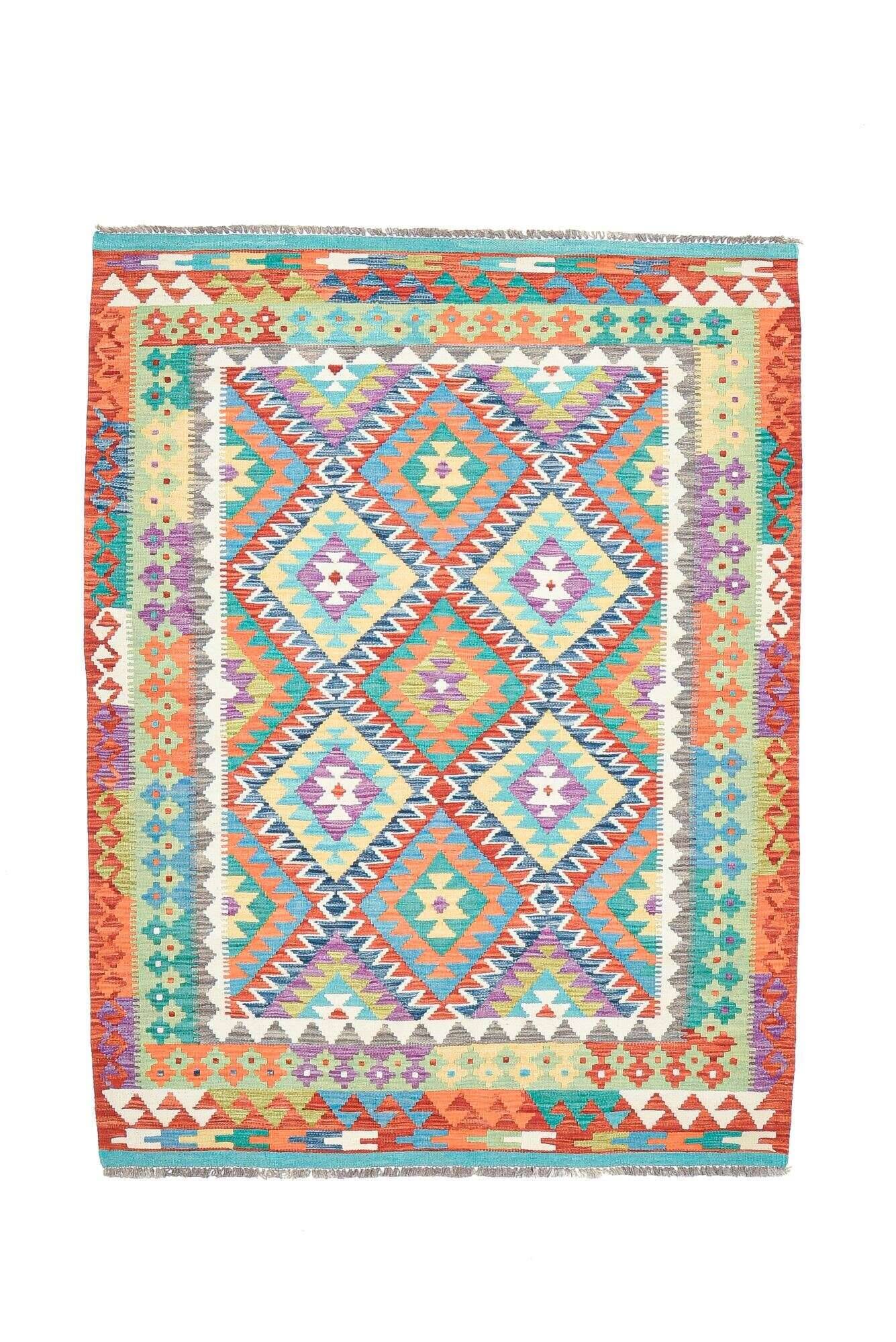 tablashah_5562_800multicolor_434942_1 Kelim Teppich Tablashah Handgewebt Schurwolle bunt 154x204cm