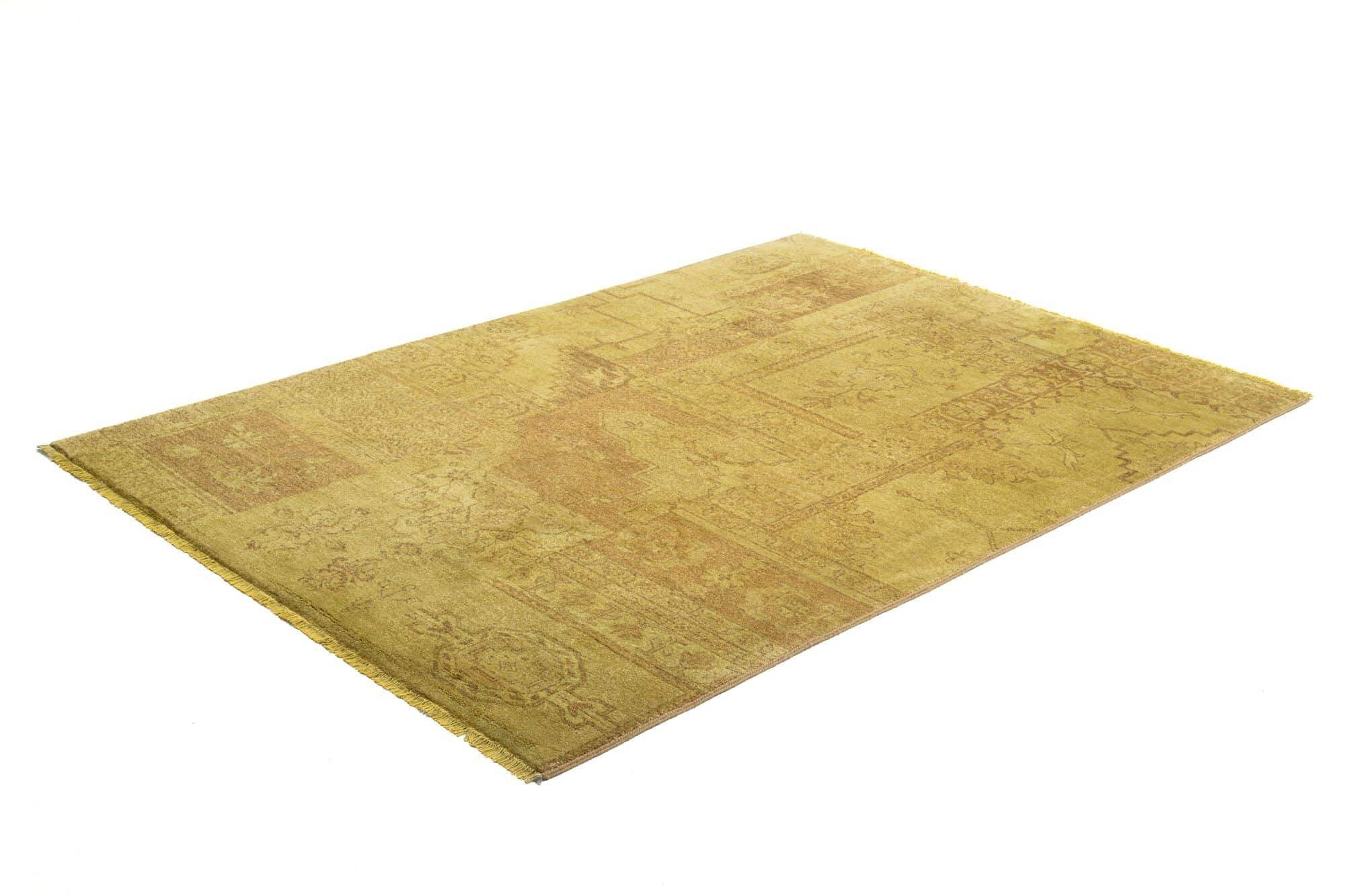 Patchwork Teppich PATCH Handgeknüpft beige-gold 140x200cm Patchwork Teppich PATCH Handgeknüpft beige-gold 140x200cm