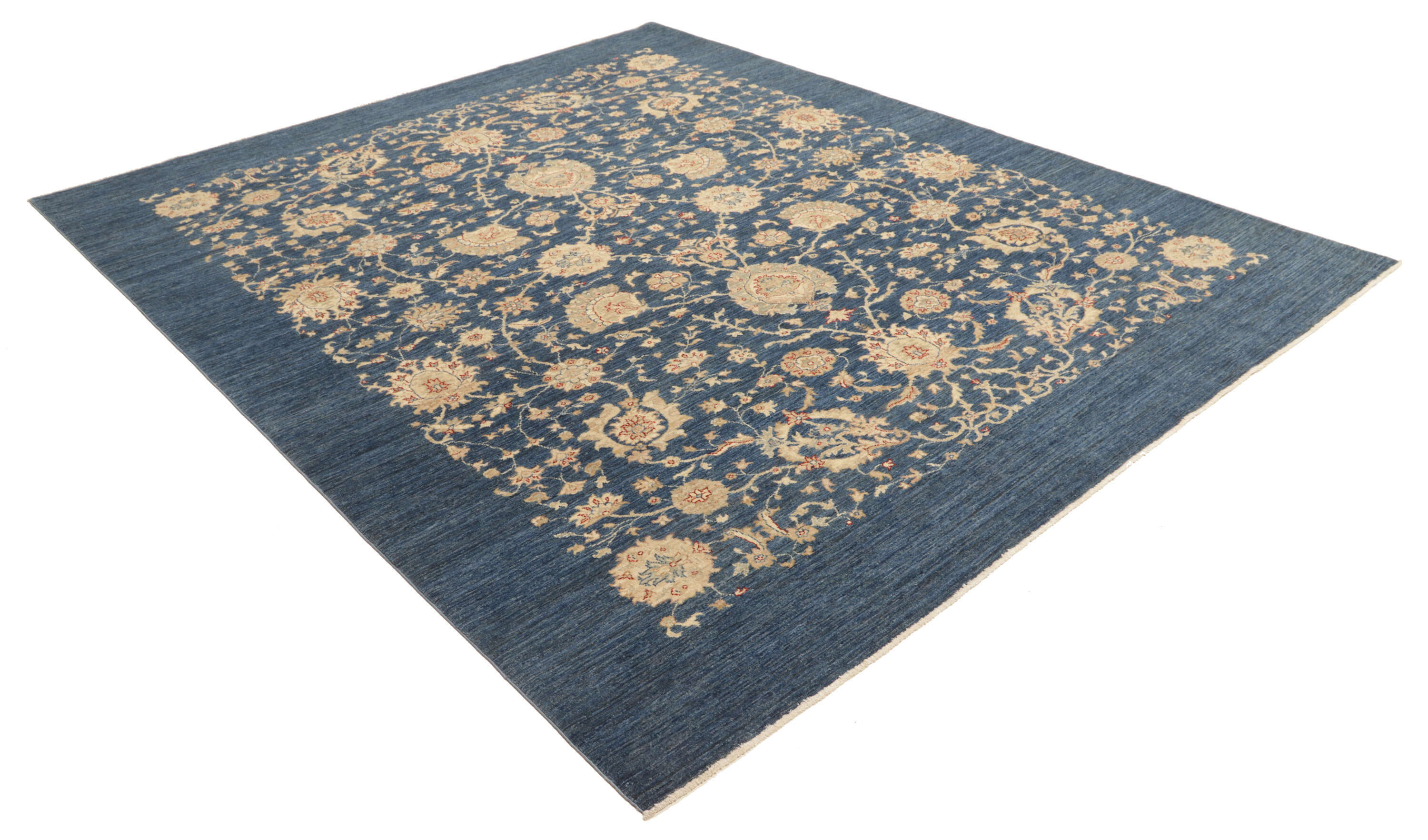Teppich Ziegler 246 x 294 cm Orientteppich blau - beige Handgeknüpft Schurwolle