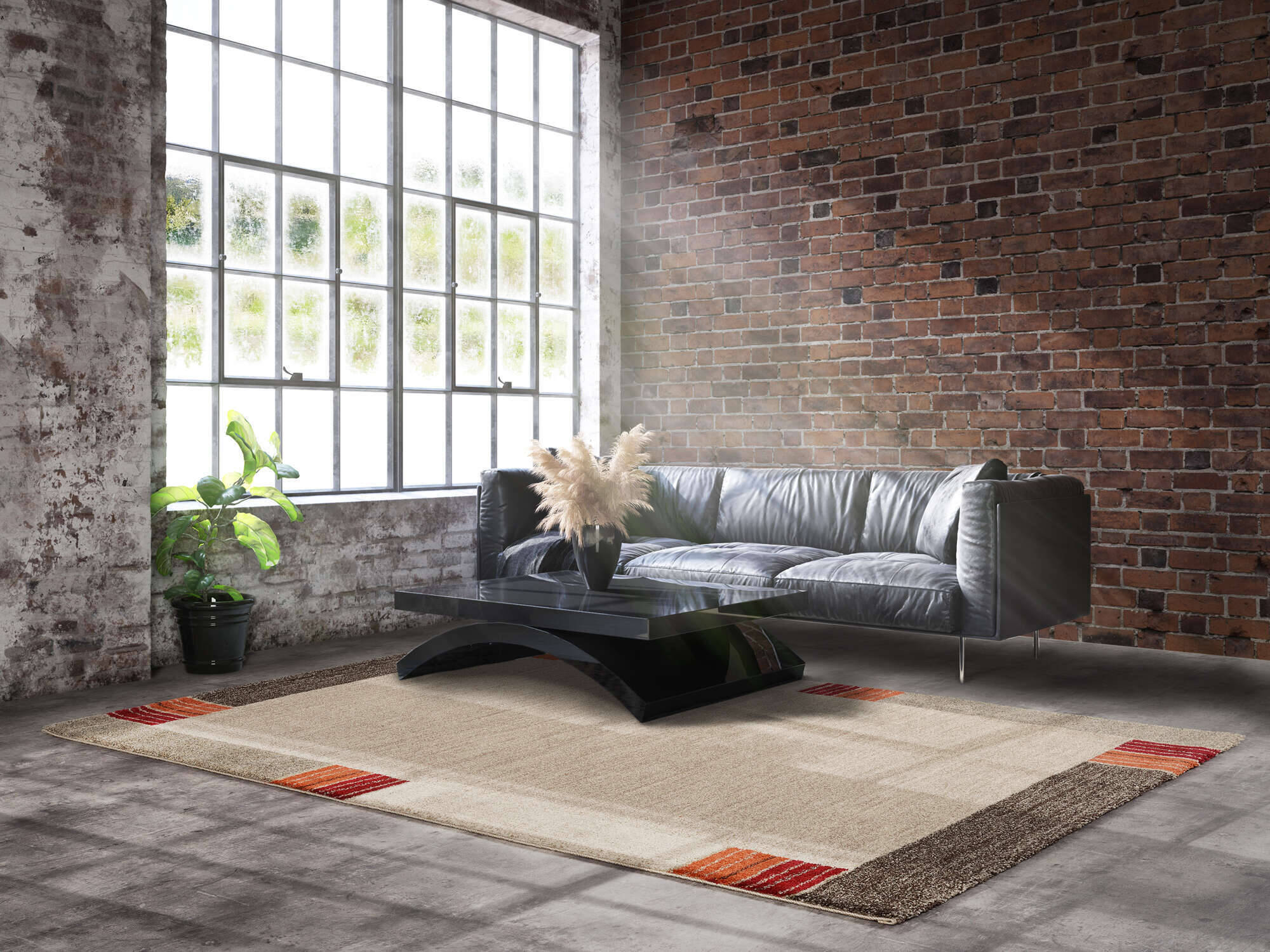 CAF01-676-1 Teppich Castle Flora Teppich Modern mit Bordüre Hochflor Teppich